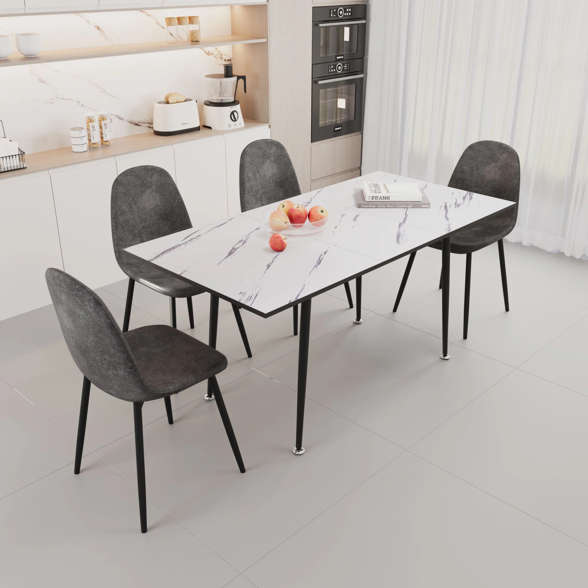 Modern Extendable Dining Table And Chair Set For 2 - 6 People - Image 8