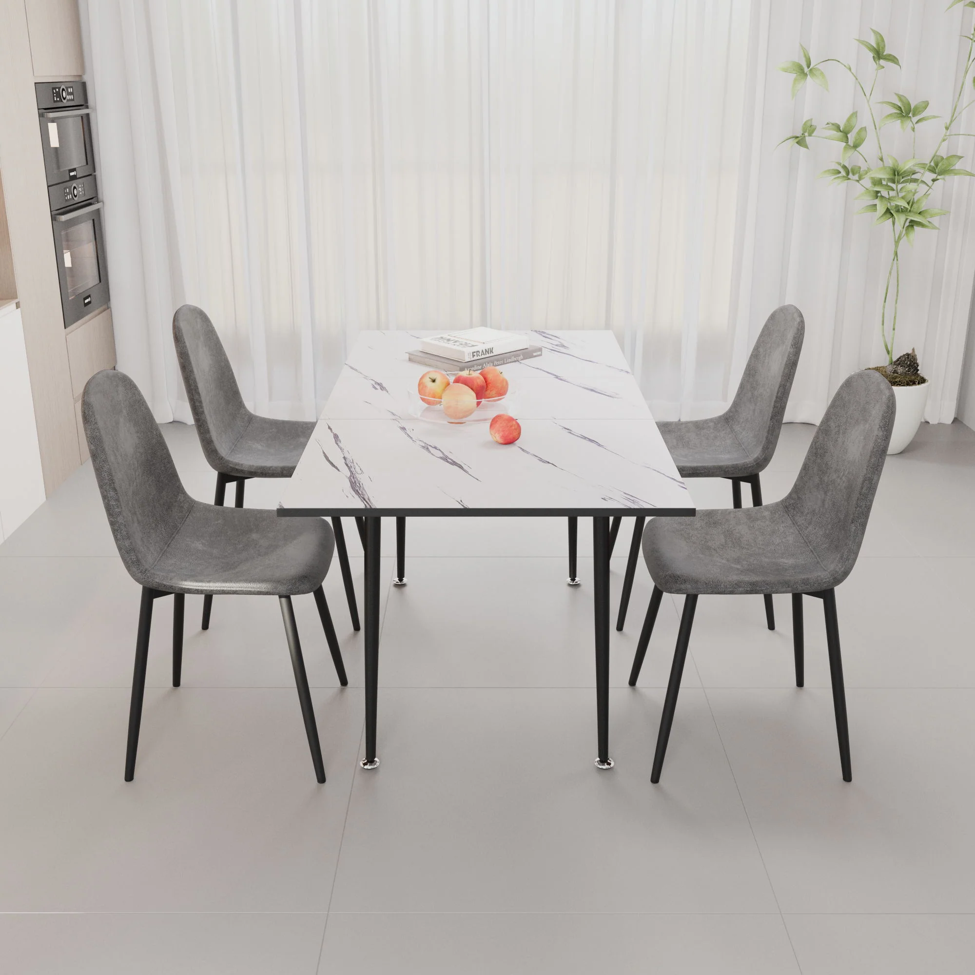 Modern Extendable Dining Table And Chair Set For 2 - 6 People - Image 9