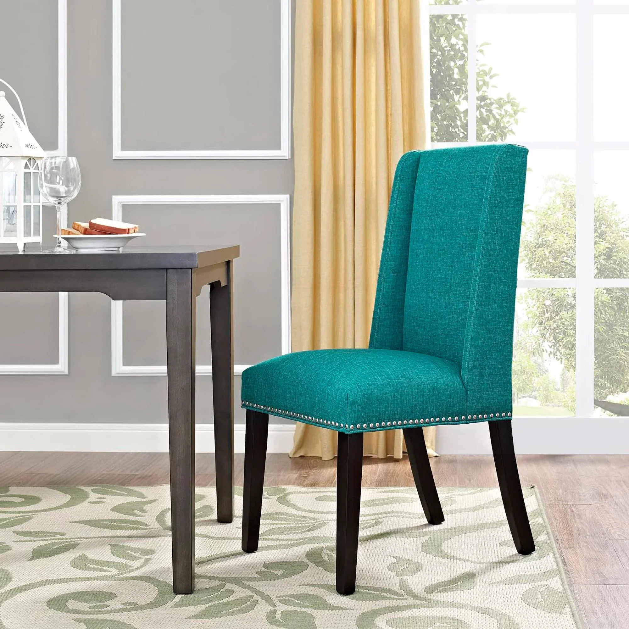 Modern Fabric High-Back Dining Side Chair with Nailhead Trim - Image 20