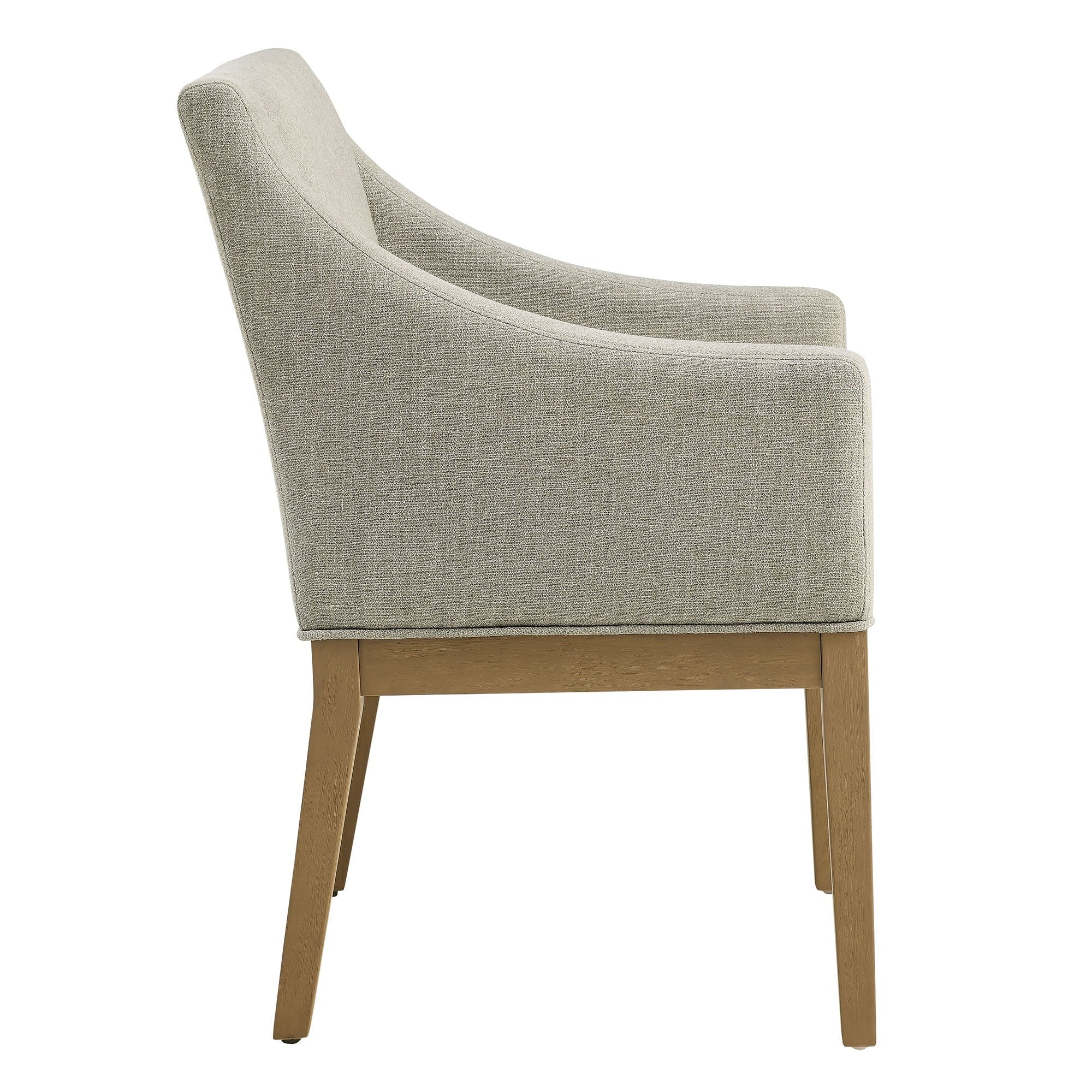 Modern Fabric Upholstered Dining Armchair with Wood Frame - Image 2