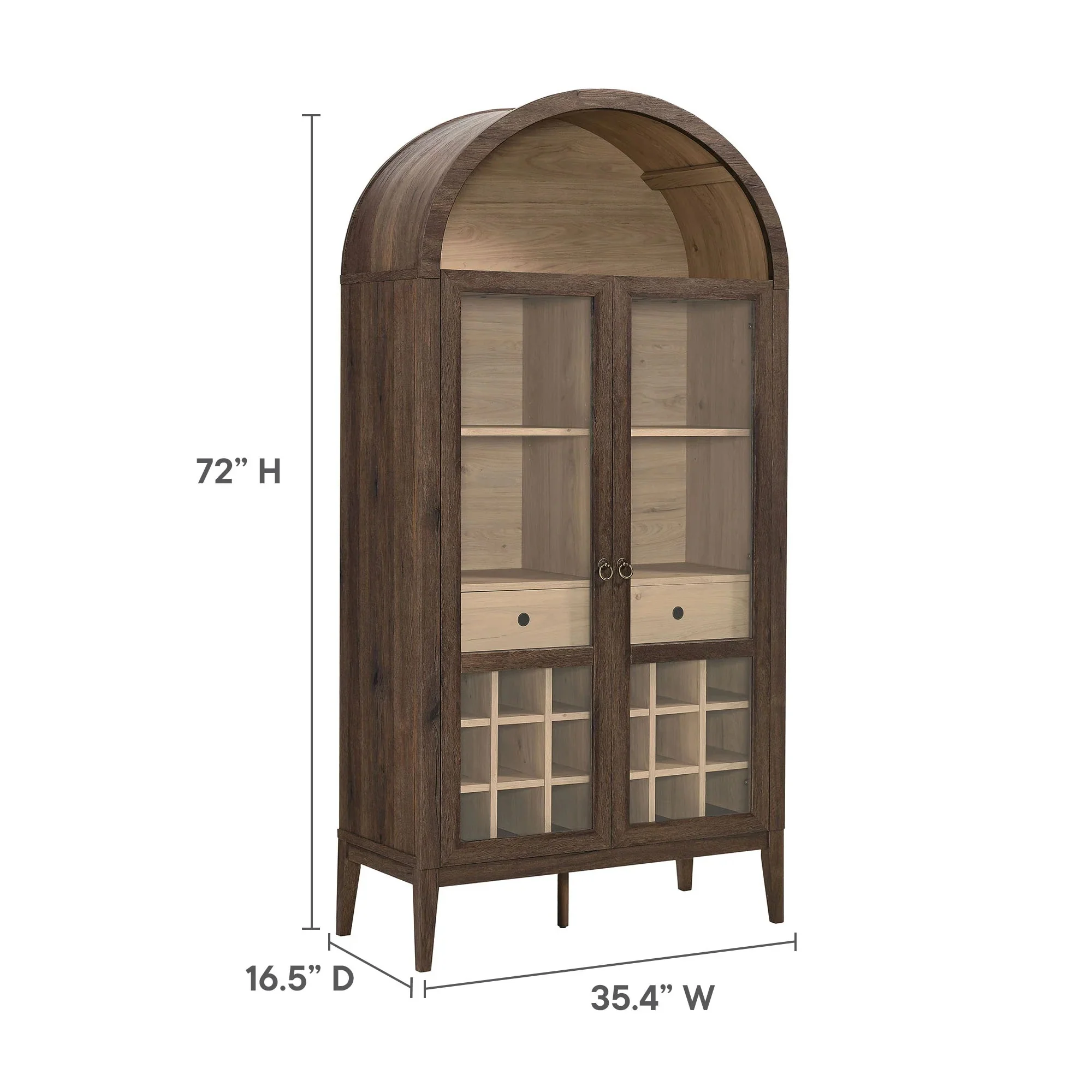 Modern Farmhouse Arched Tall Bar Cabinet – Wood Grain 36 Inch - Image 25