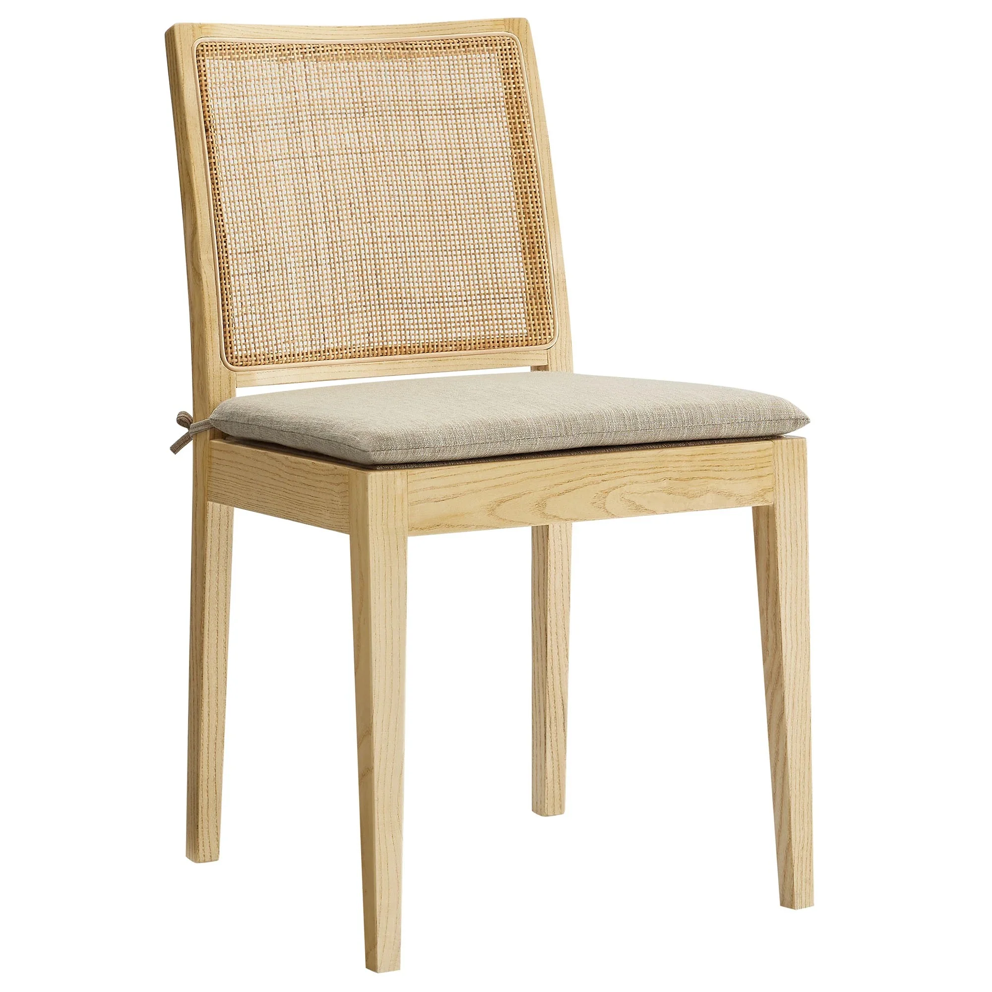 Modern Farmhouse Elm Wood and Rattan Side Chair