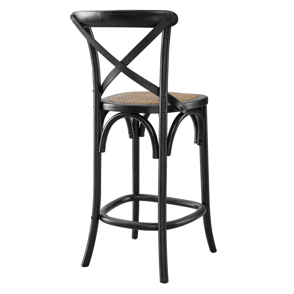 Modern Farmhouse Elm Wood X-Back Counter Stool - Image 4