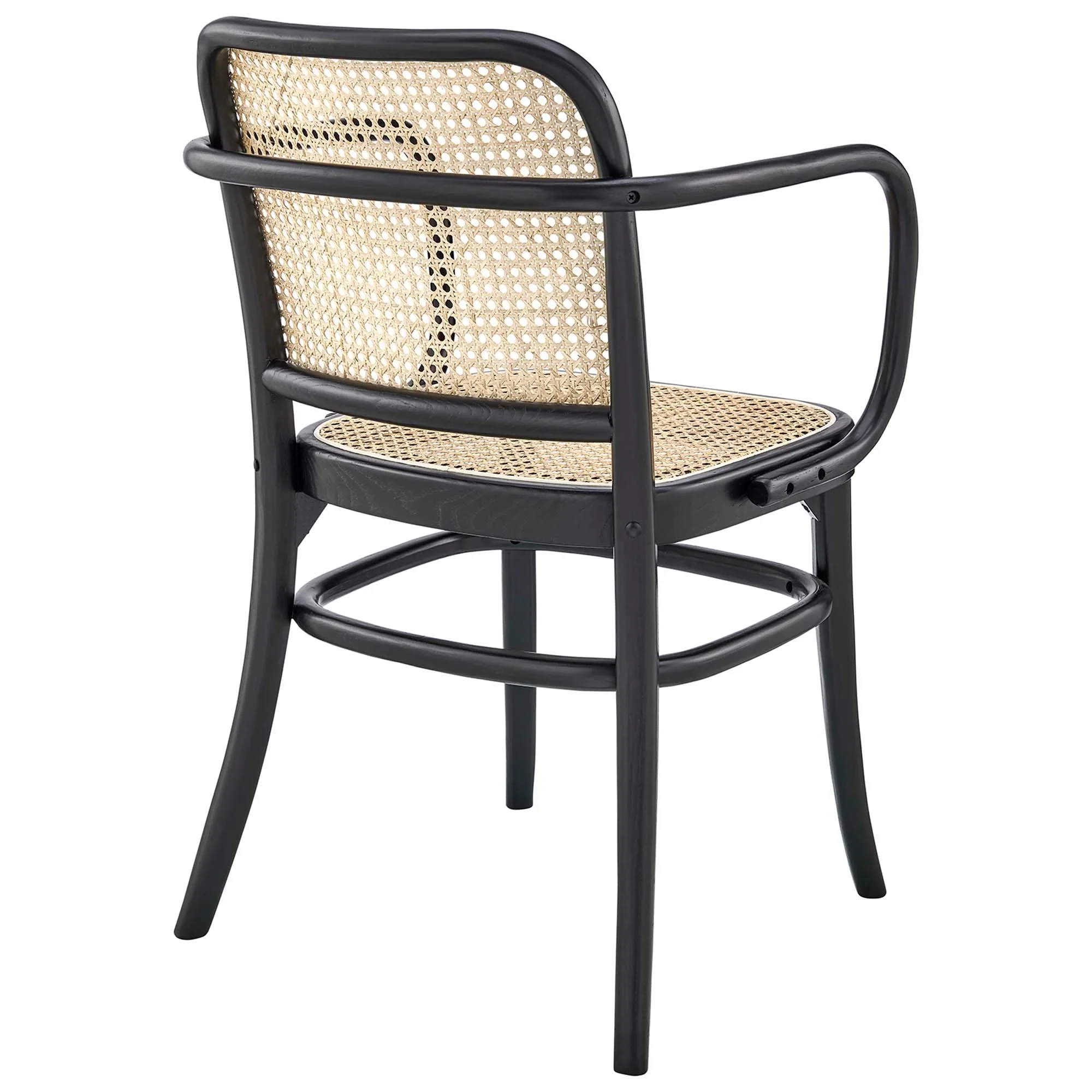 Modern Farmhouse Rattan Cane Wood Dining Chair Set of 2 - Image 4