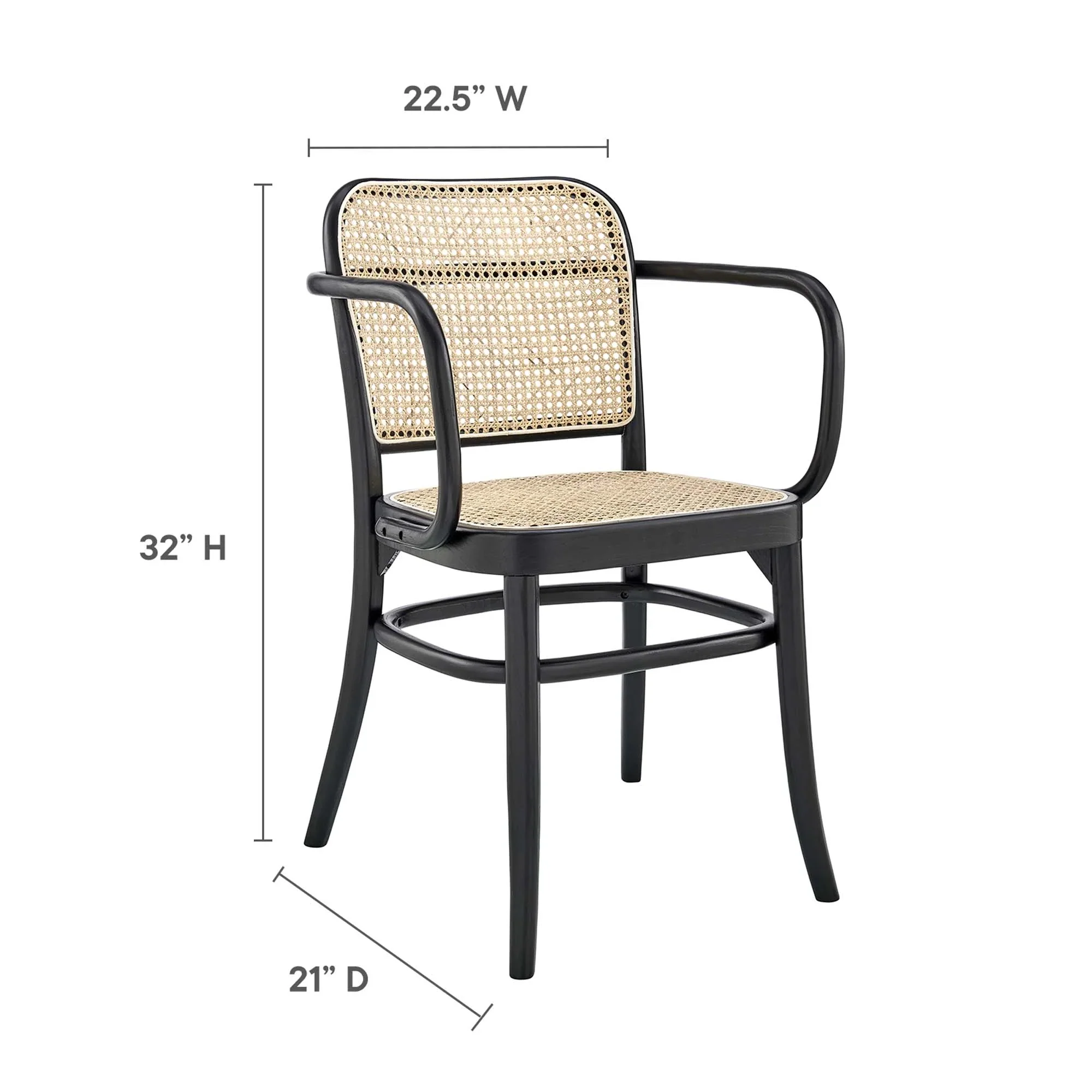 Modern Farmhouse Rattan Cane Wood Dining Chair Set of 2 - Image 9