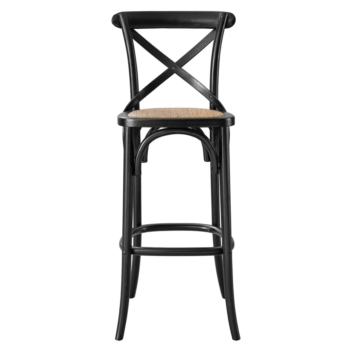 Modern Farmhouse X-Brace Back Elm Wood Bar Stool - Image 5