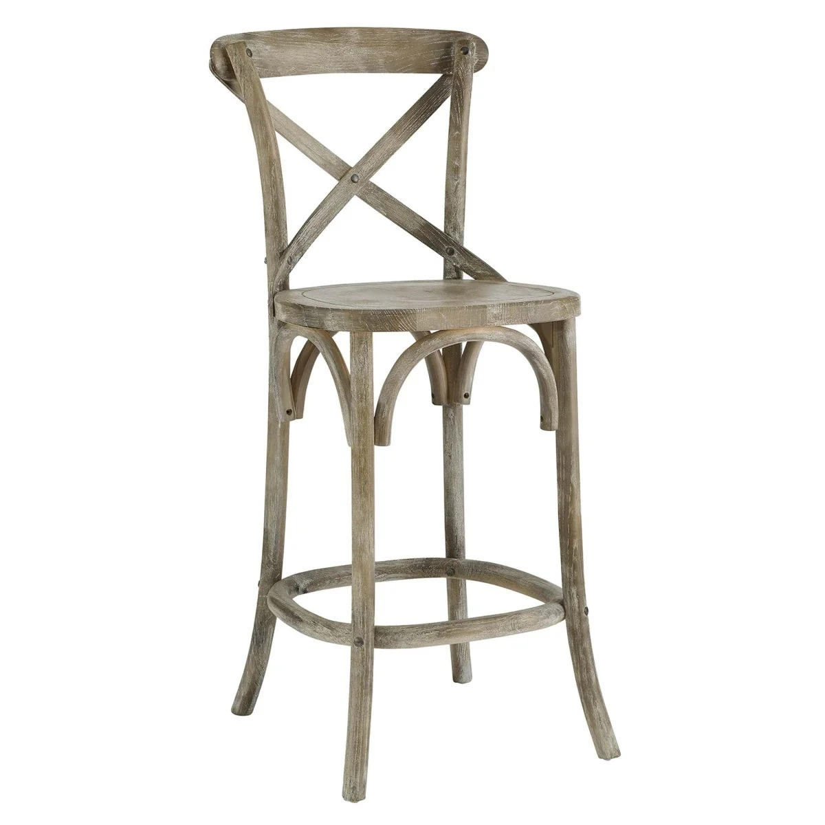 Modern Farmhouse X-Brace Back Elm Wood Counter Stool - Image 11