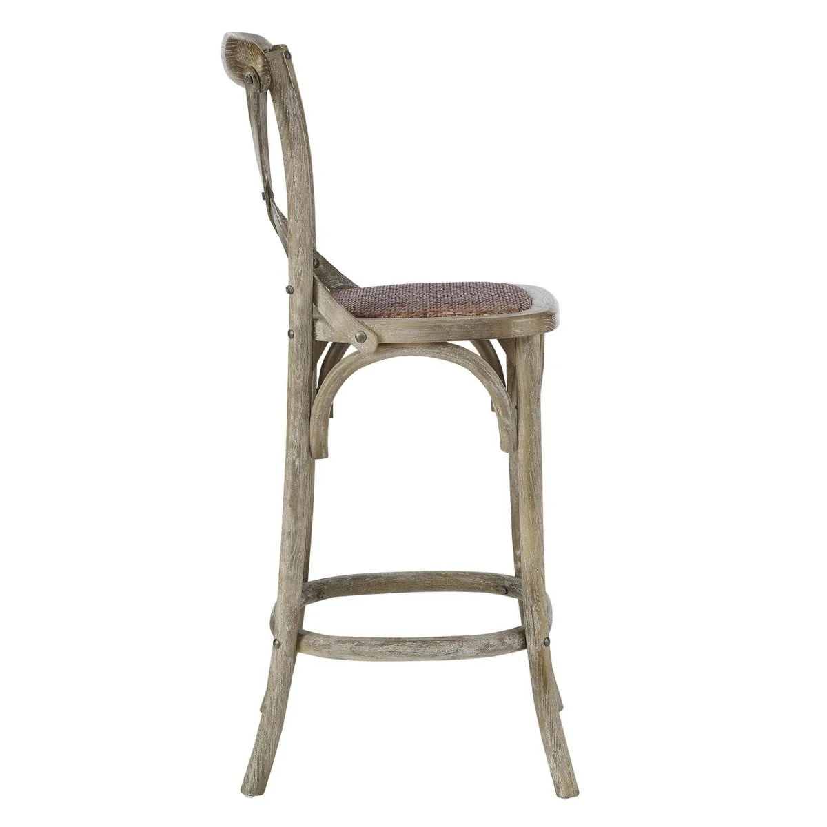 Modern Farmhouse X-Brace Back Elm Wood Counter Stool - Image 13