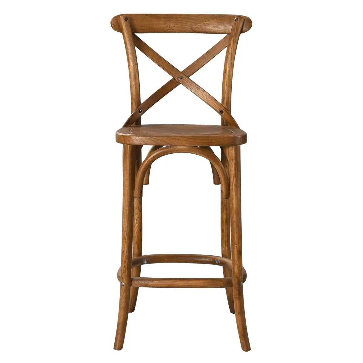 Modern Farmhouse X-Brace Back Elm Wood Counter Stool - Image 25