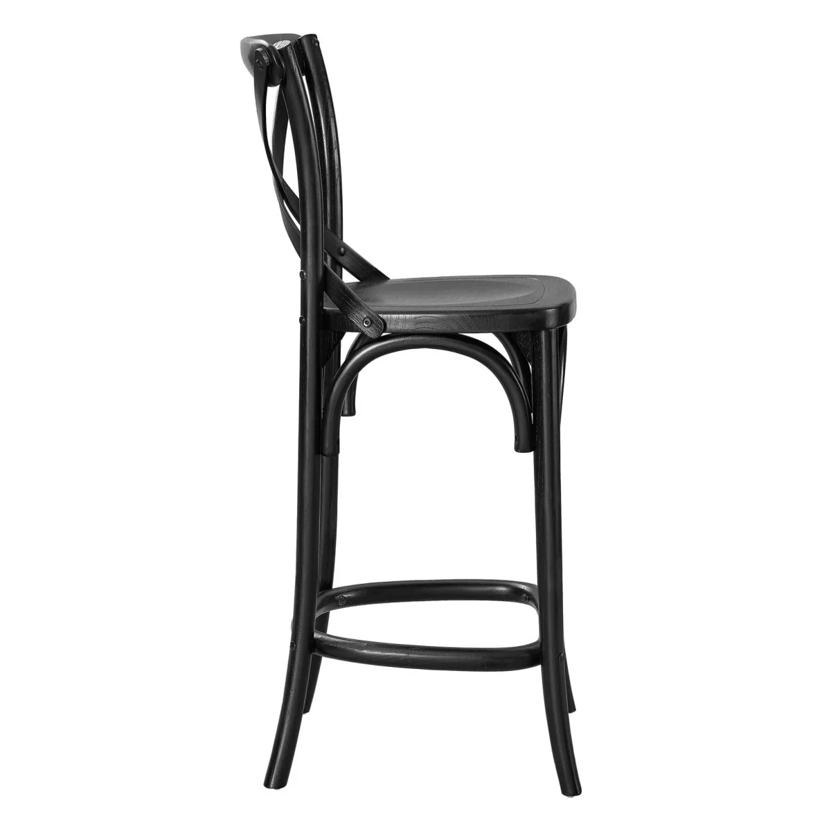 Modern Farmhouse X-Brace Back Elm Wood Counter Stool - Image 8