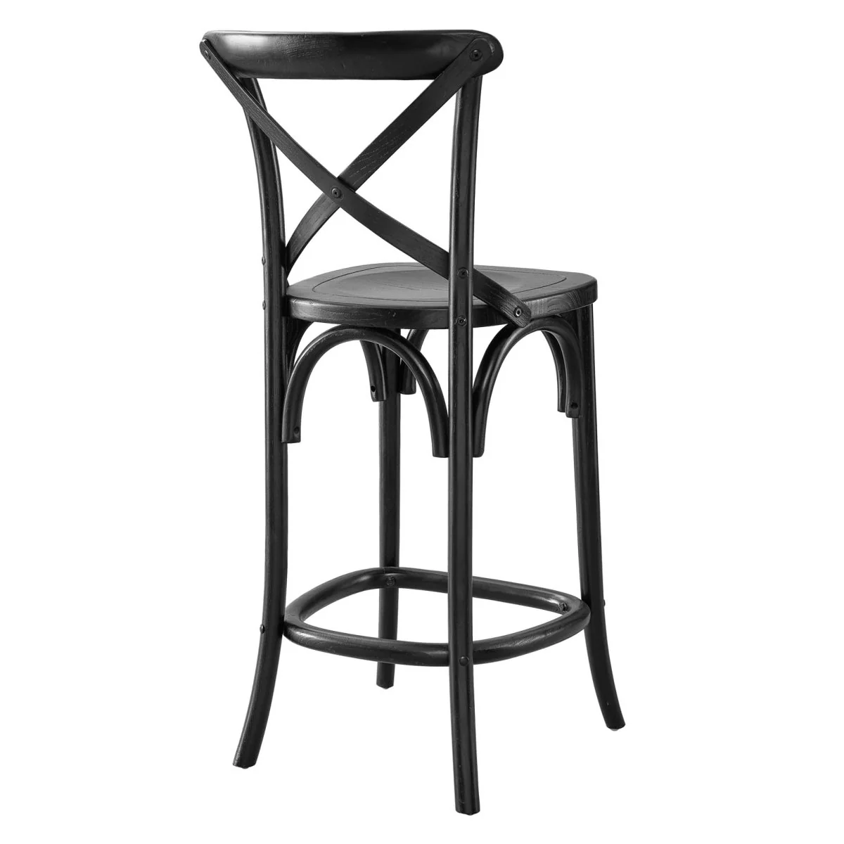 Modern Farmhouse X-Brace Back Elm Wood Counter Stool - Image 9
