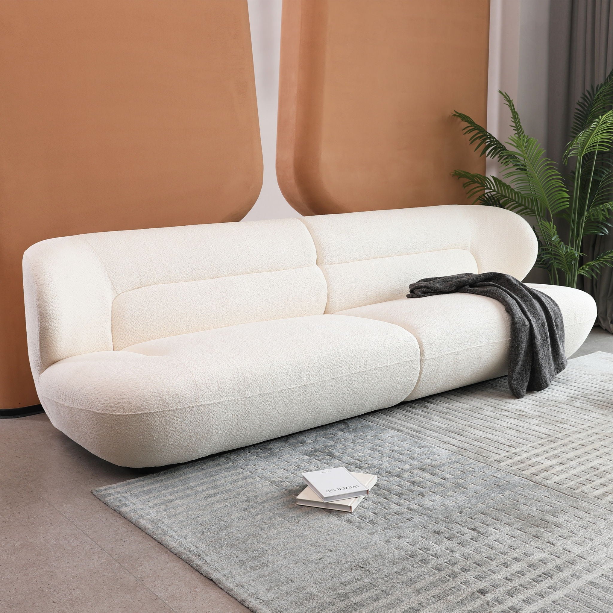 Modern Fashion Yp40116W Circular Curve Design Sofa, 4 Seater For Office & Bedroom - White - Image 4