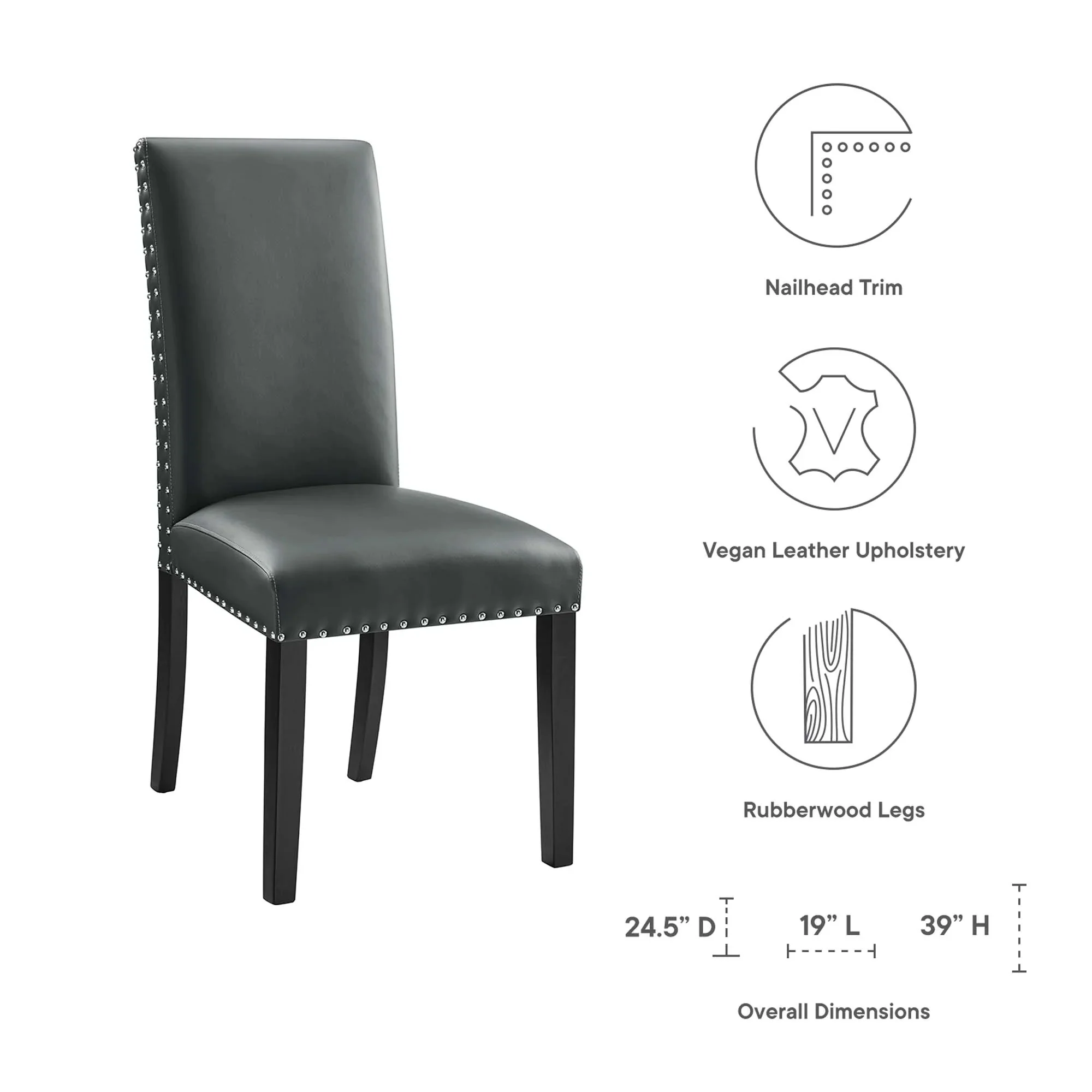 Modern Faux Leather Dining Room Side Chair with Nailhead Trim - Image 12
