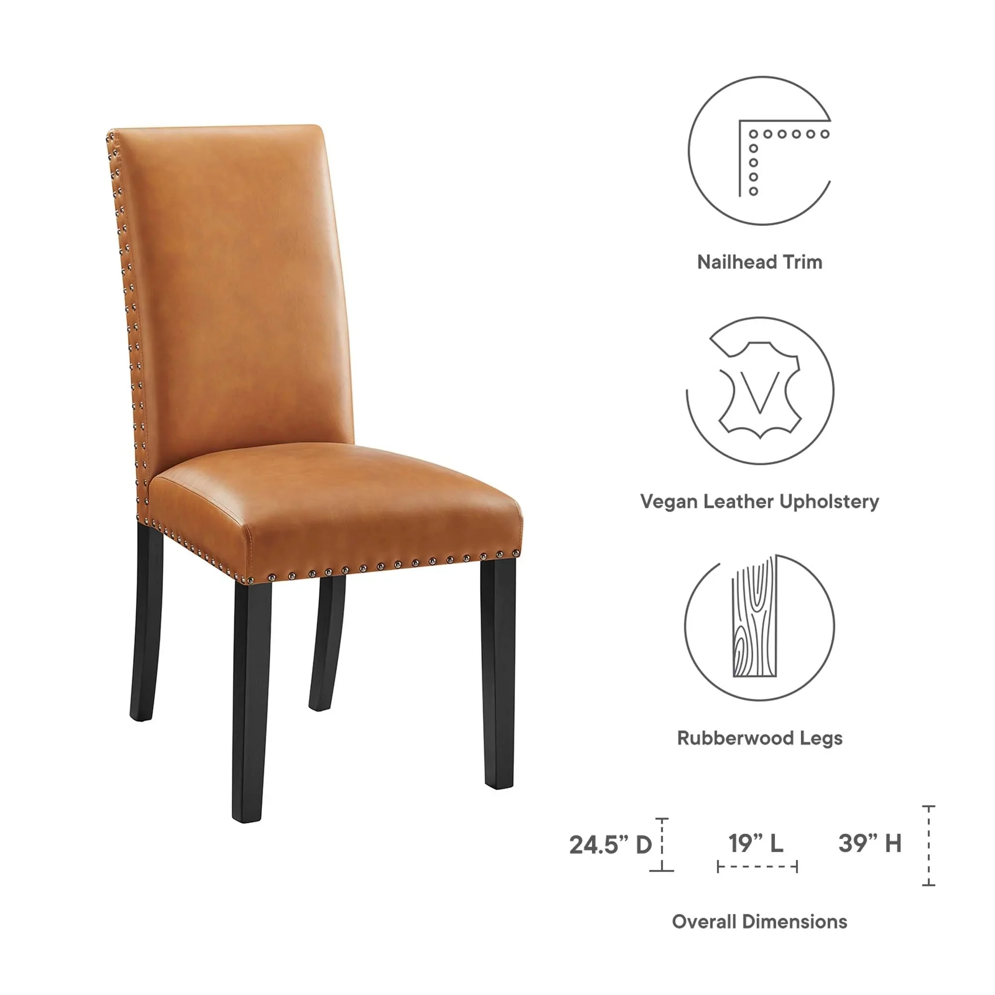 Modern Faux Leather Dining Room Side Chair with Nailhead Trim - Image 19