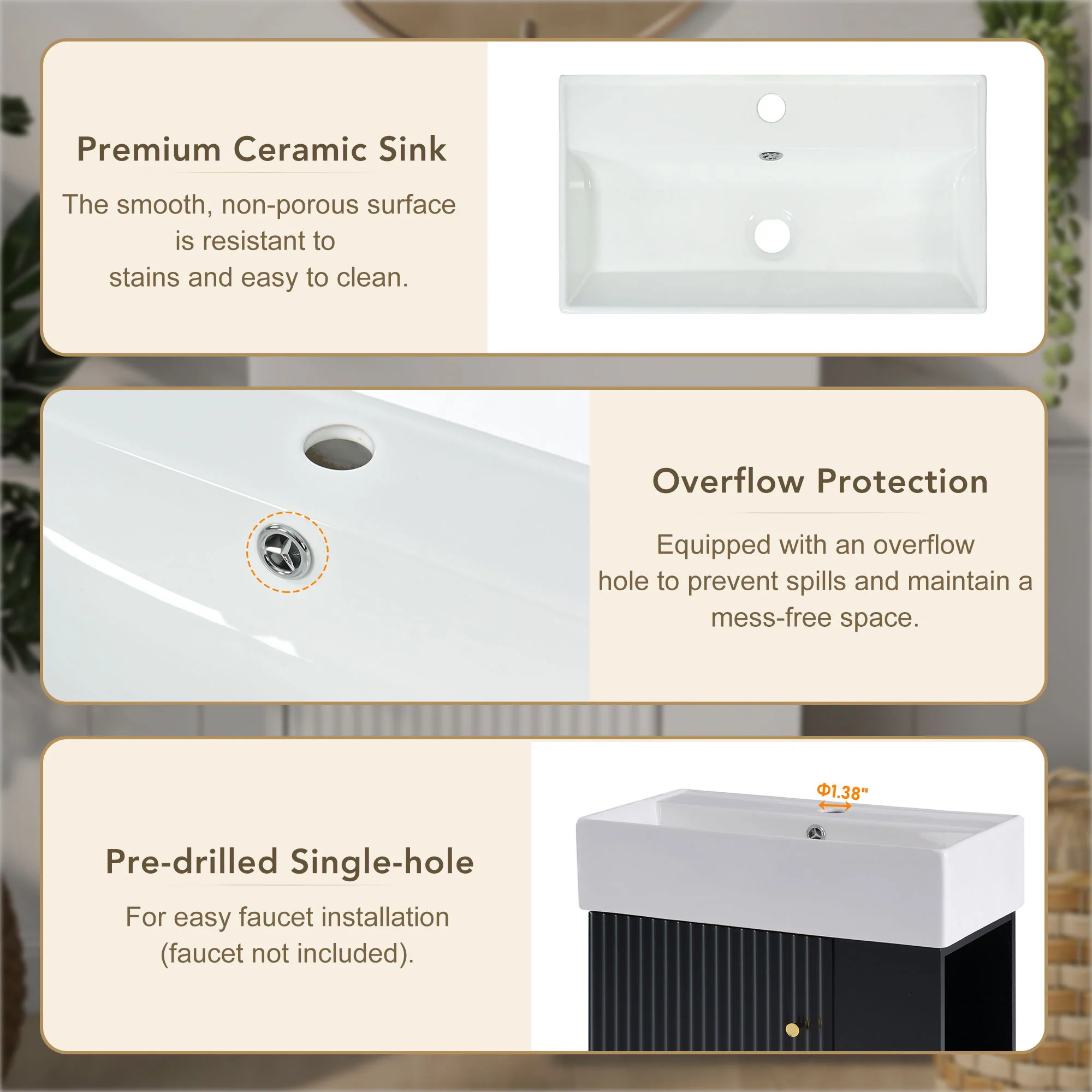 Modern Floating Bathroom Vanity With Ceramic Basin Perfect For Small Bathrooms - Image 38