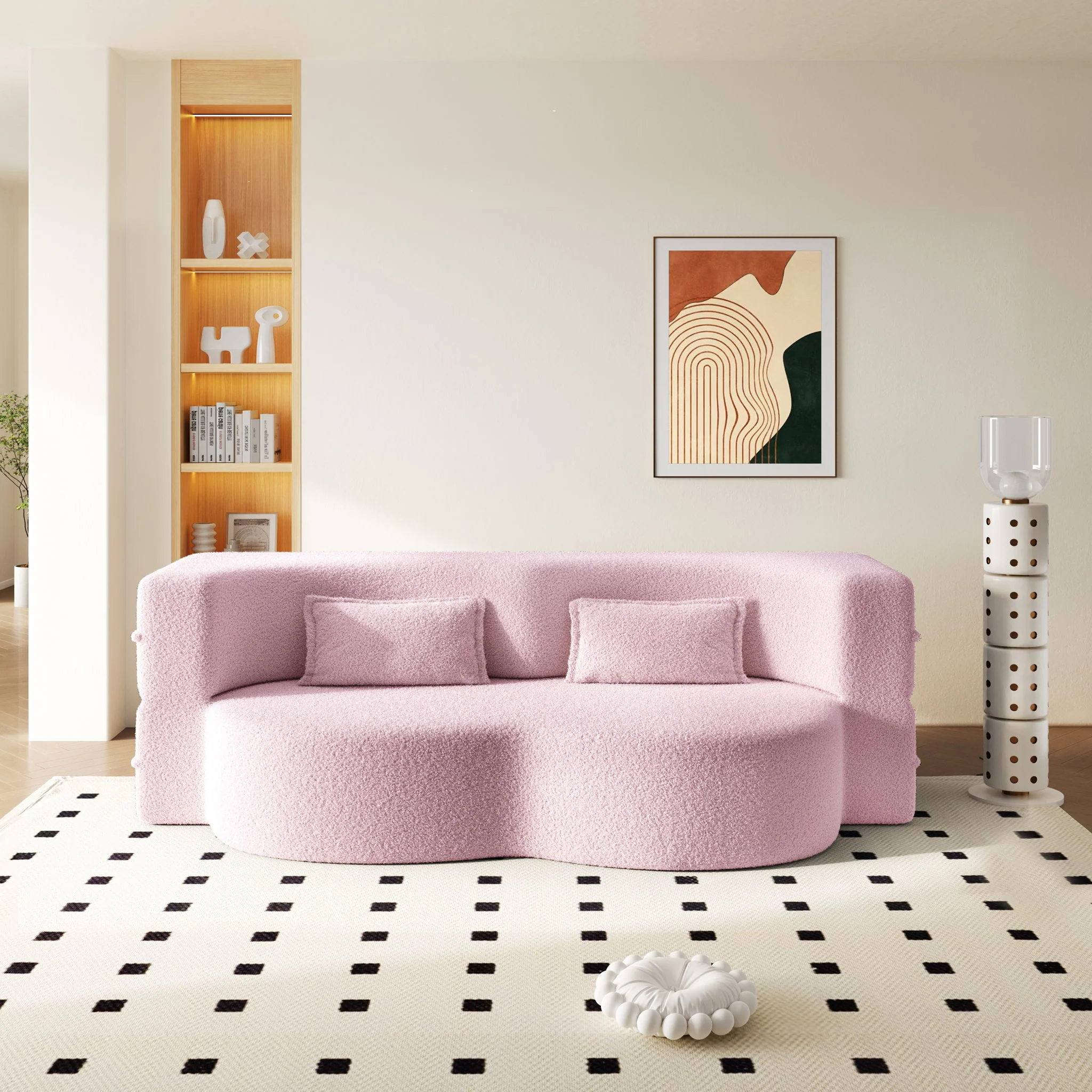 Modern Floor Sleeper Sofa Bed With 2 Pillows, Convertible Twin Size Folding Mattress For Living Room - Image 20