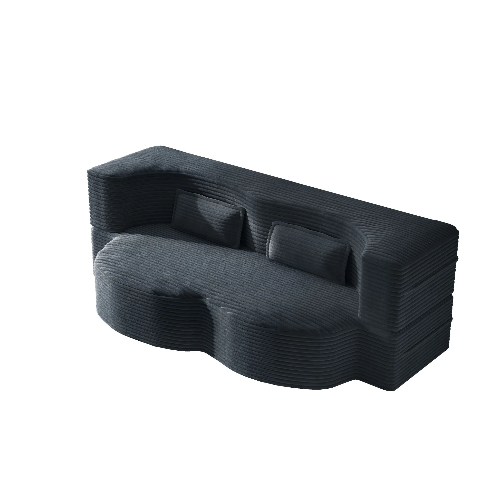Modern Floor Sofa With 2 Pillows, Convertible Twin Size Folding Mattress For Living Room - Image 6
