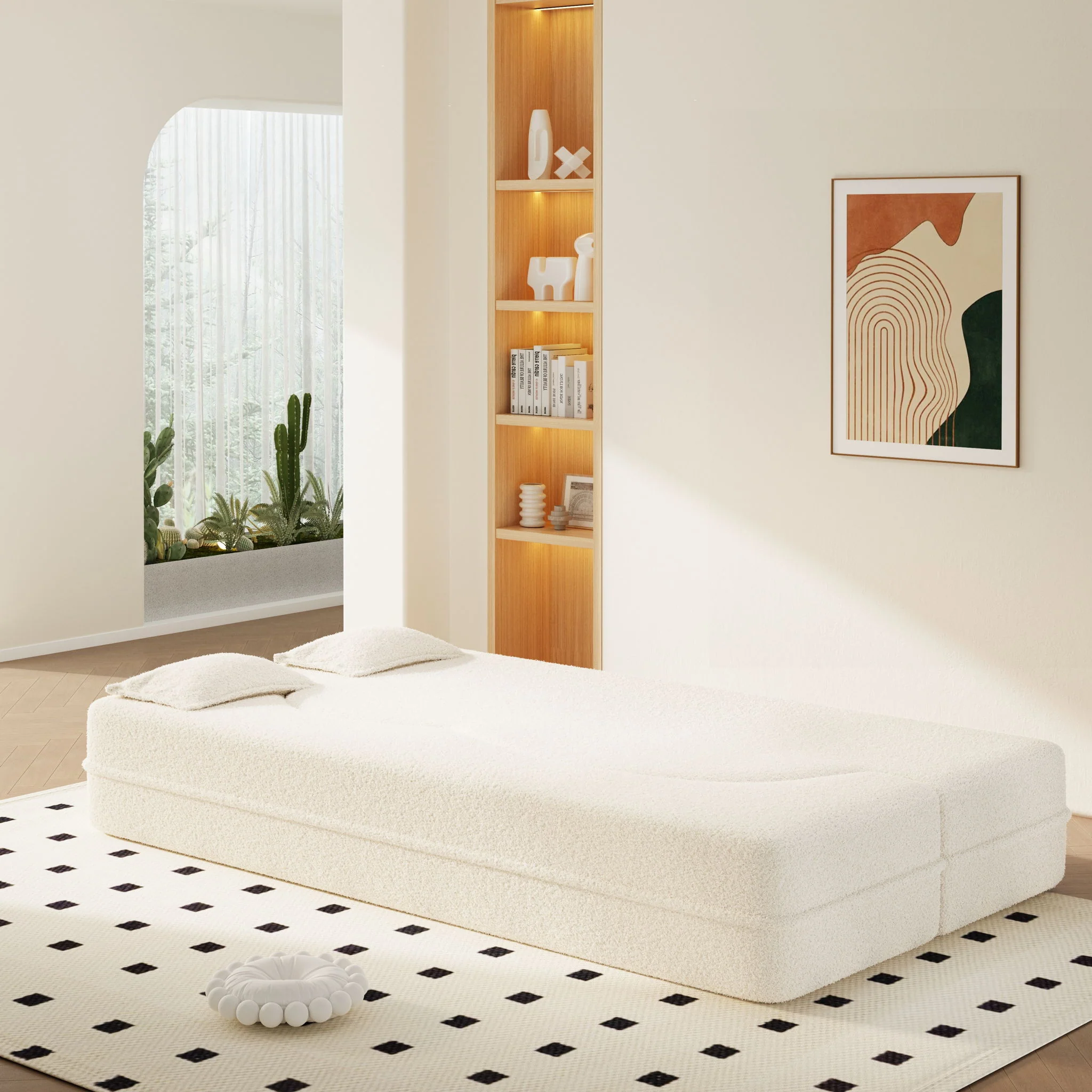 Modern Floor Sofa With 2 Pillows, Twin Size For Living Room - Image 15