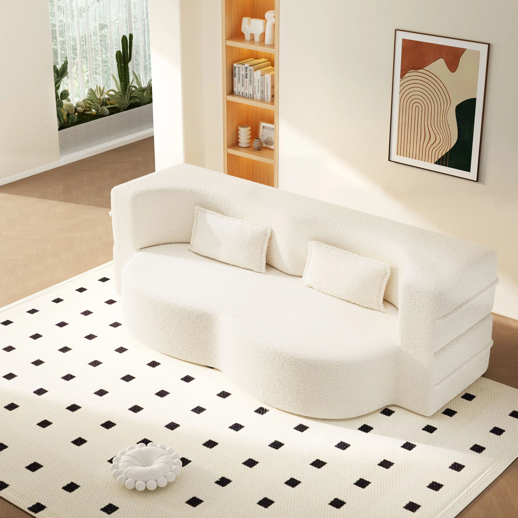 Modern Floor Sofa With 2 Pillows, Twin Size For Living Room - Image 24