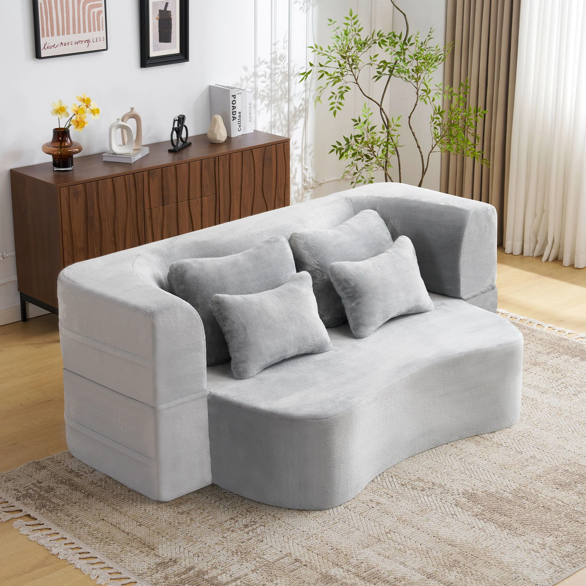 Modern Floor Sofa With 4 Pillows - Image 13