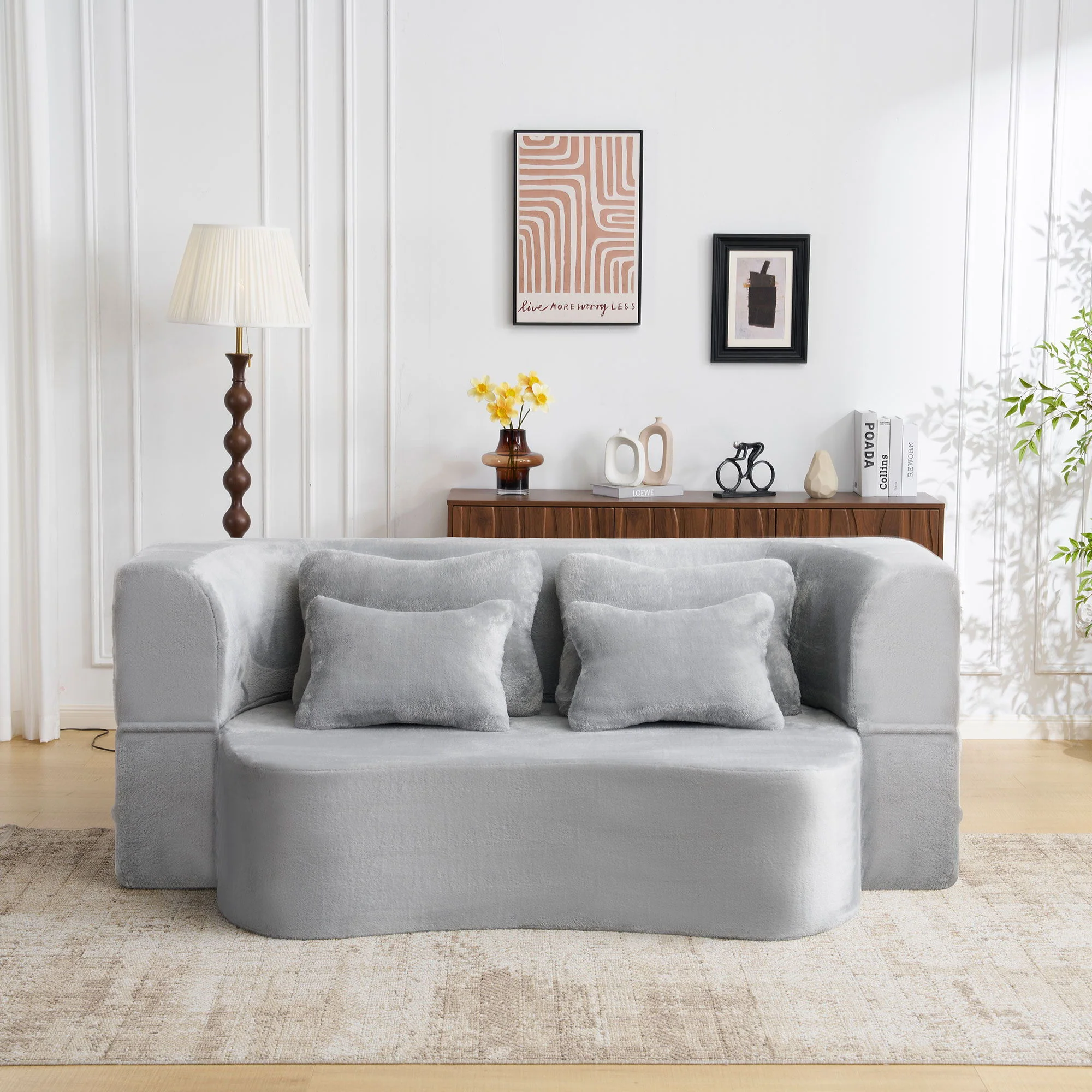 Modern Floor Sofa With 4 Pillows - Image 23