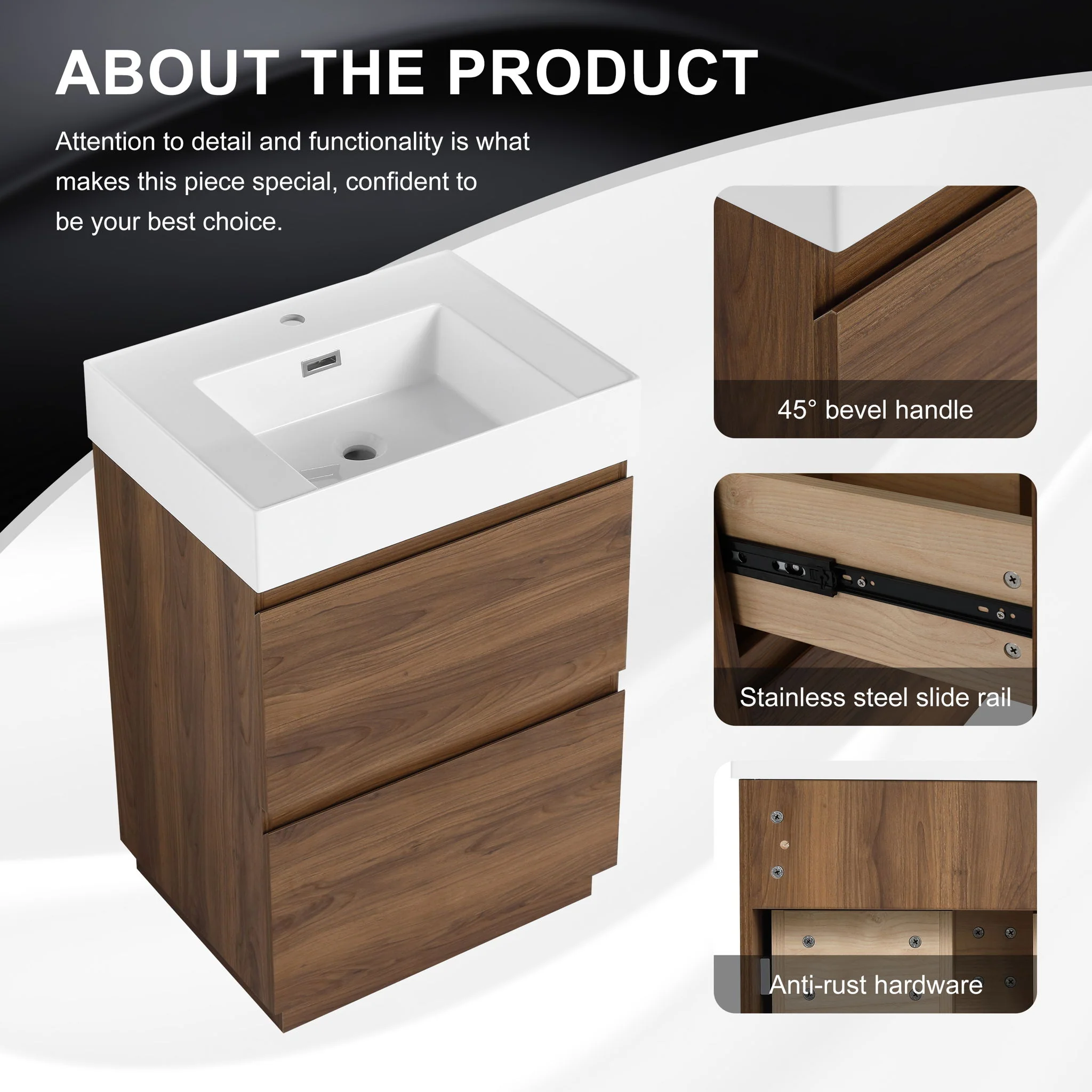 Modern Freestanding Bathroom Vanities With Single Sink Combo - Image 31