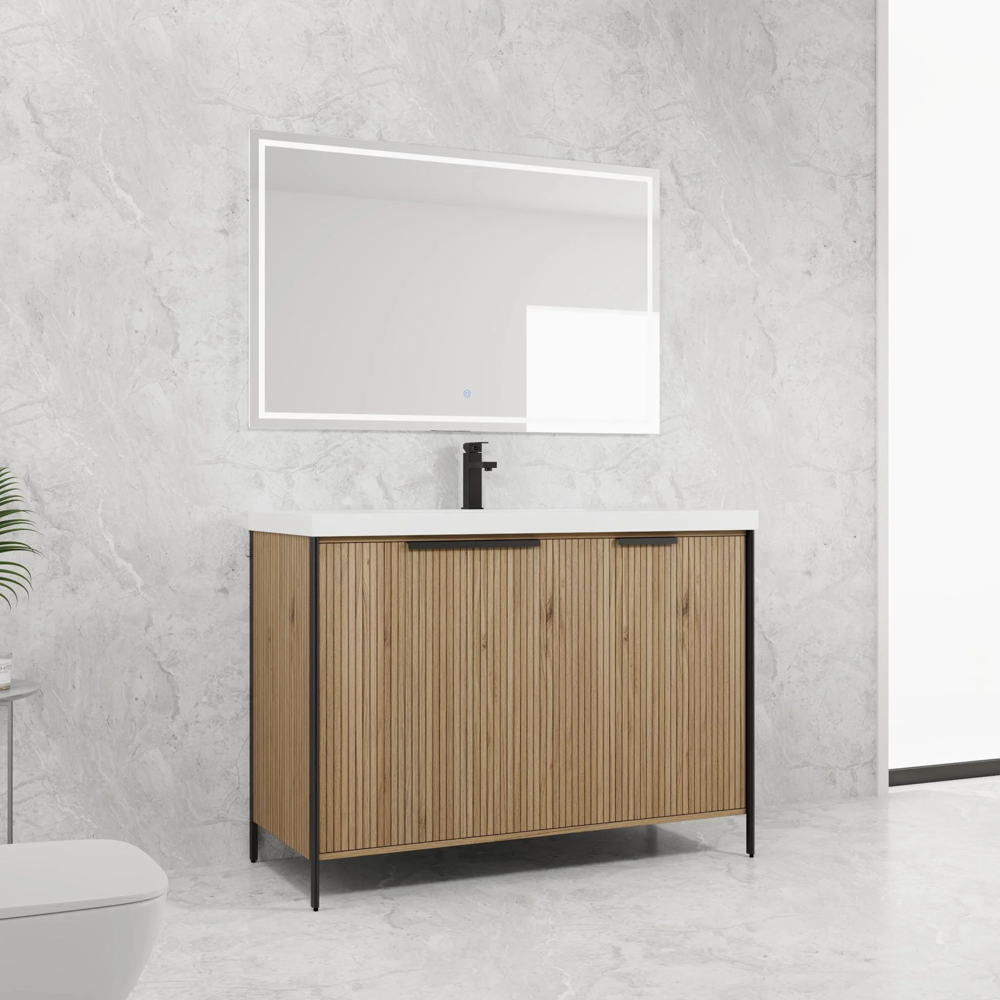 Modern Freestanding Bathroom Vanity With Resin Sink & Soft Close Cabinet Doors - Image 26