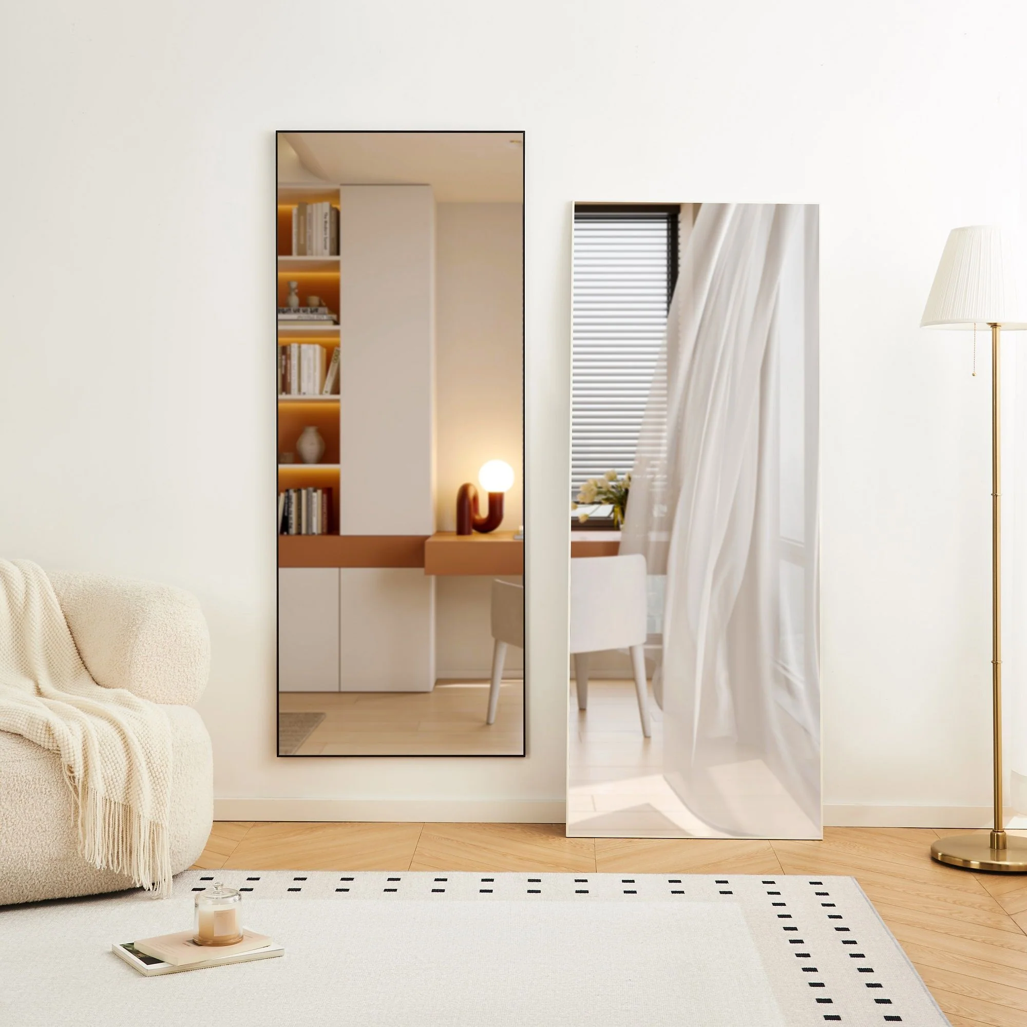 Modern Full Length Mirror With High Definition Shatter Proof Glass And Aluminum Alloy Frame - Image 8