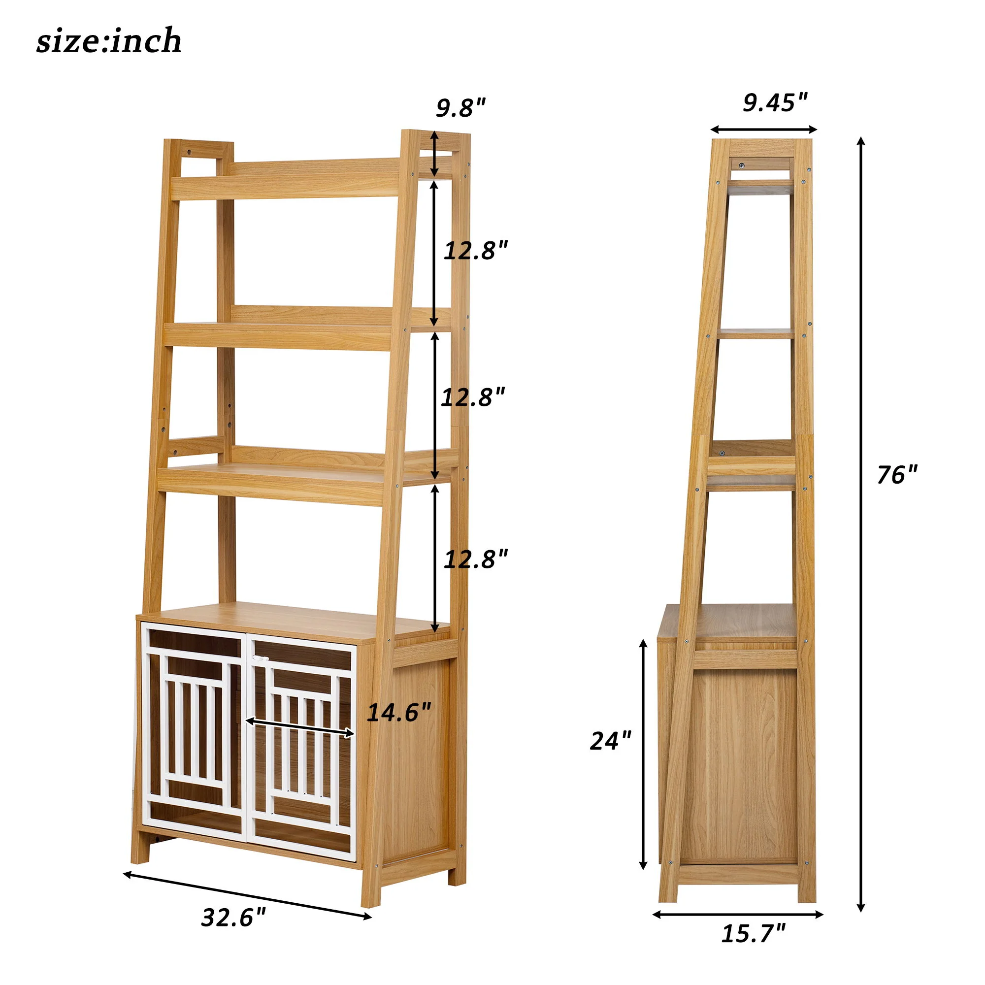 Modern Furniture Style 2 In 1 Pet Friendly Dog Crate Ladder Bookcase - Ancient Oak - Image 6