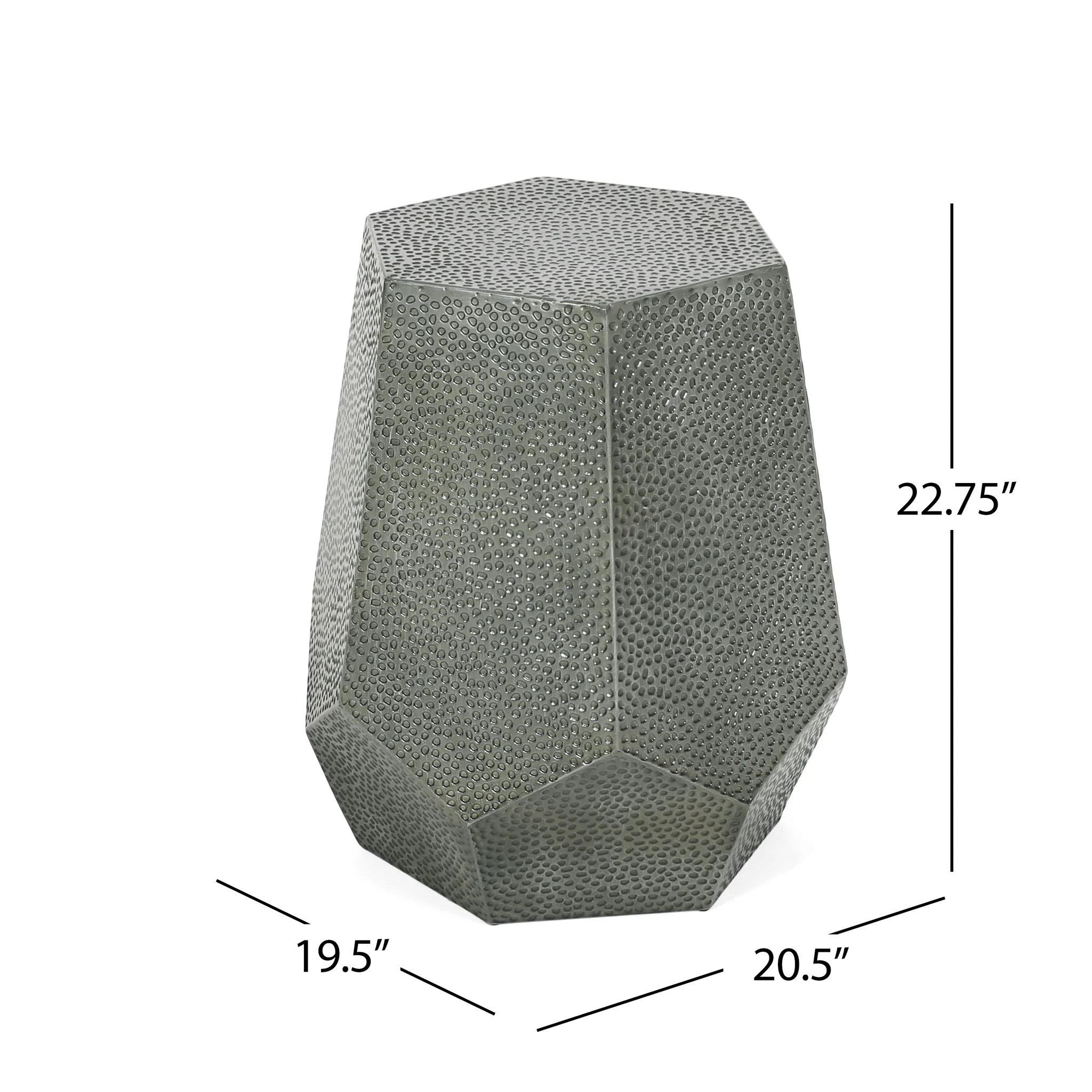 Modern Hammered Iron Geometric End Table - Image 11