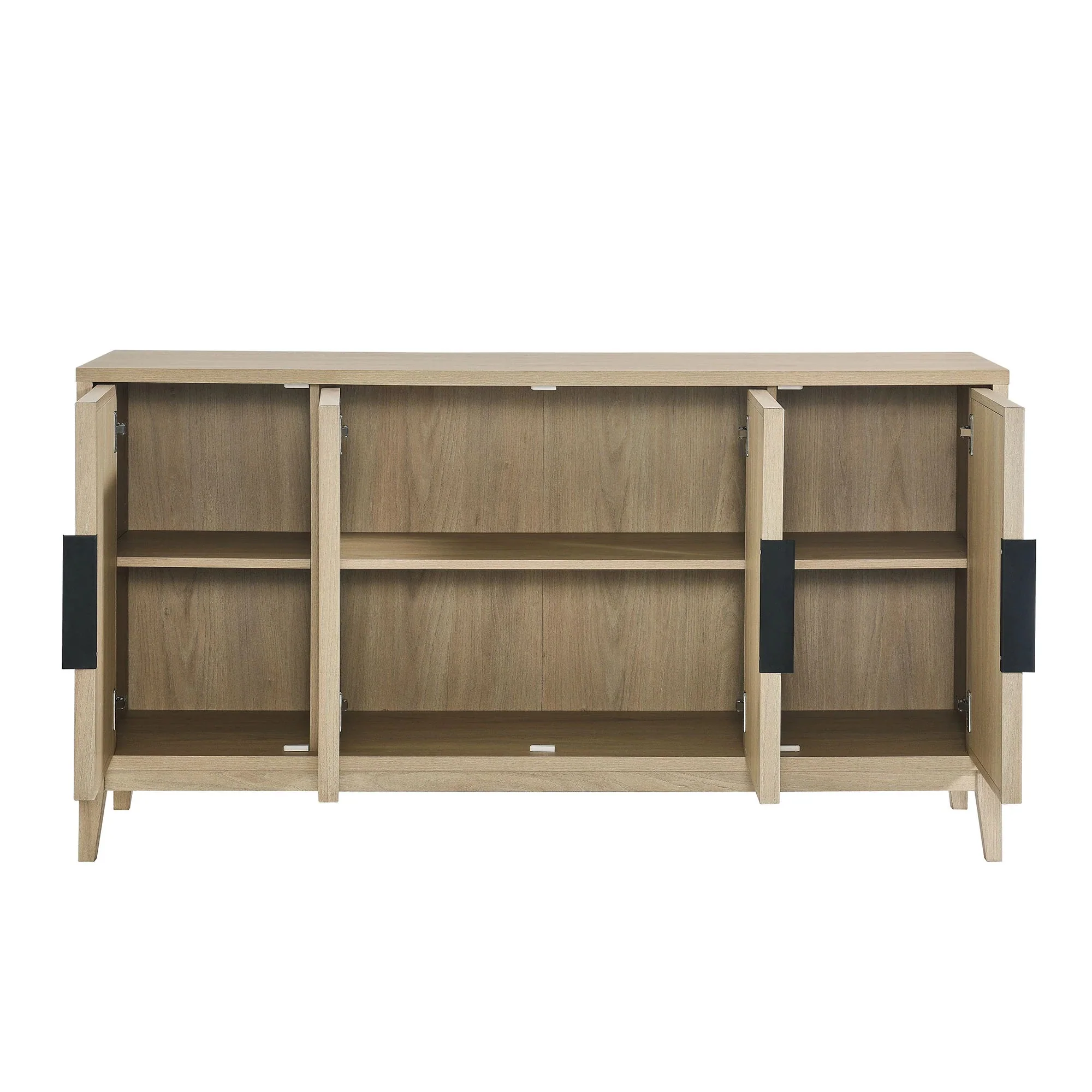 Modern Horizontal 4-Door Sideboard – Wood Grain 59 Inch - Image 7