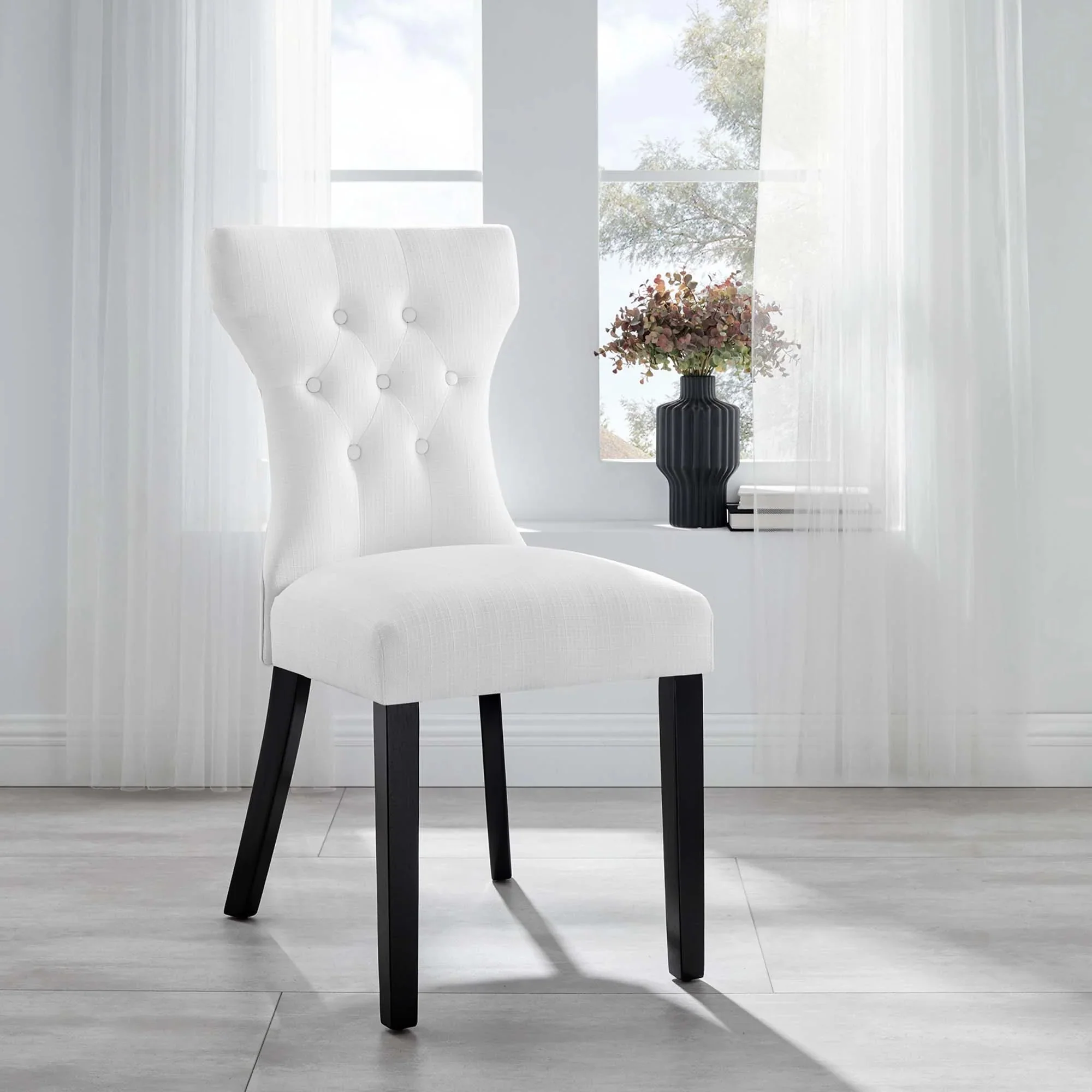 Modern Hourglass Button-Tufted Dining Side Chair - Image 20