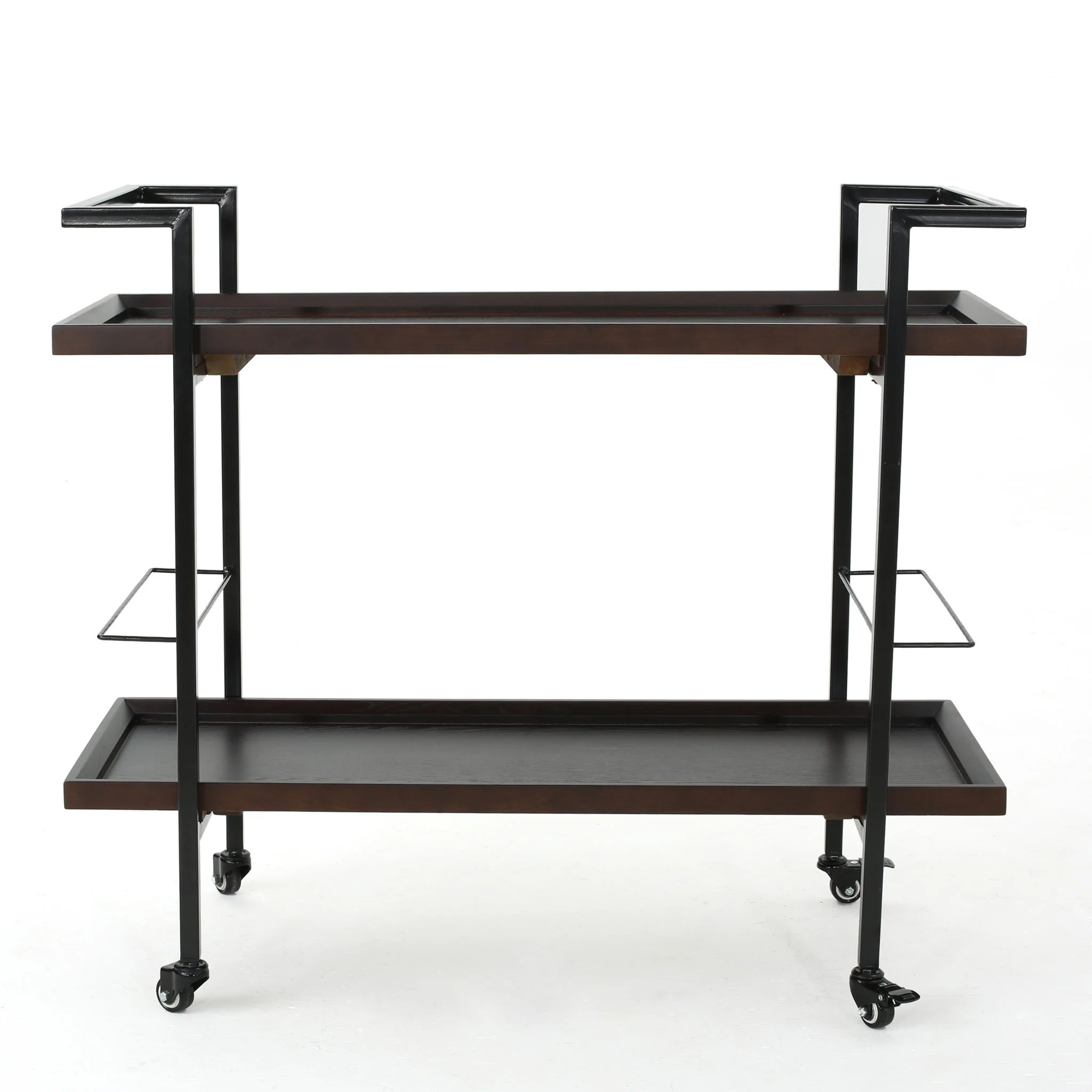 Modern Industrial Bar Cart With Shelving And Casters - Image 12