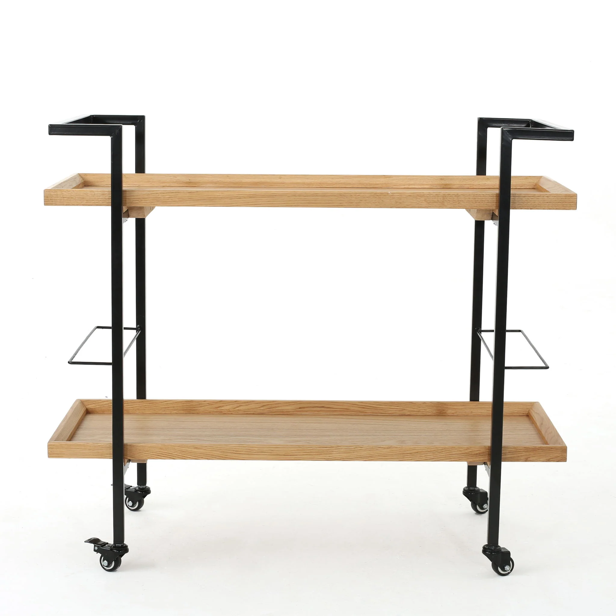 Modern Industrial Bar Cart With Shelving And Casters - Image 18