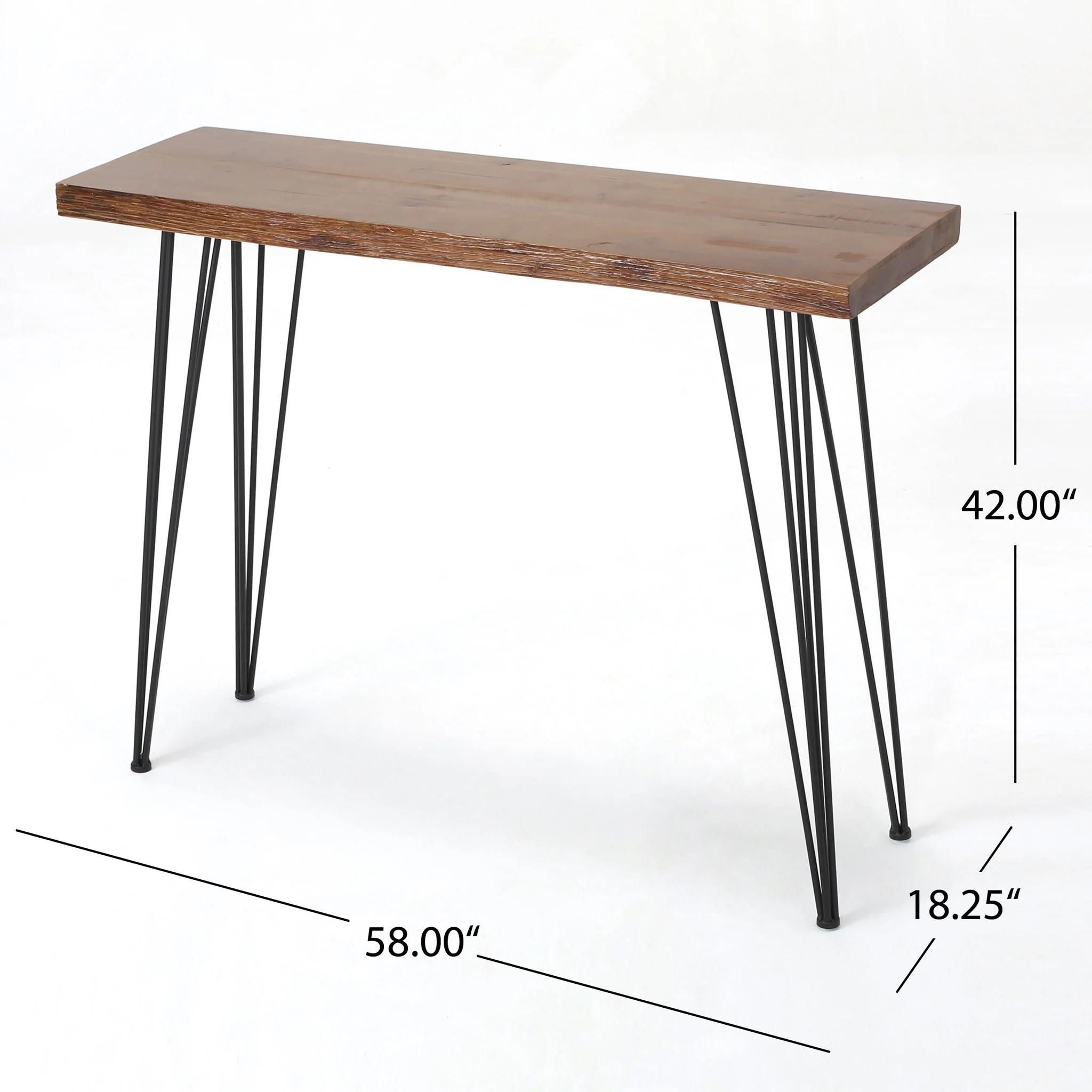 Modern Industrial Breakfast Bar Table, Metal Hairpin Legs & Wood Veneer Top - Natural - Image 2