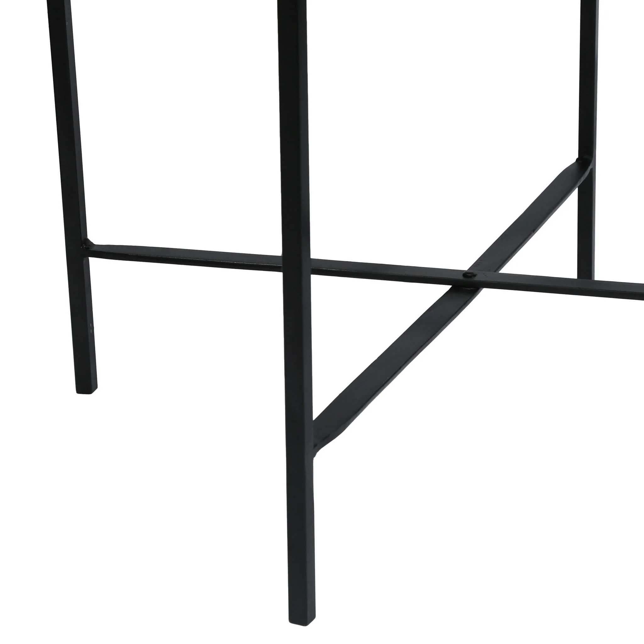 Modern Industrial Round End Table With Tray Top And Foldable Iron Legs - Natural - Image 2