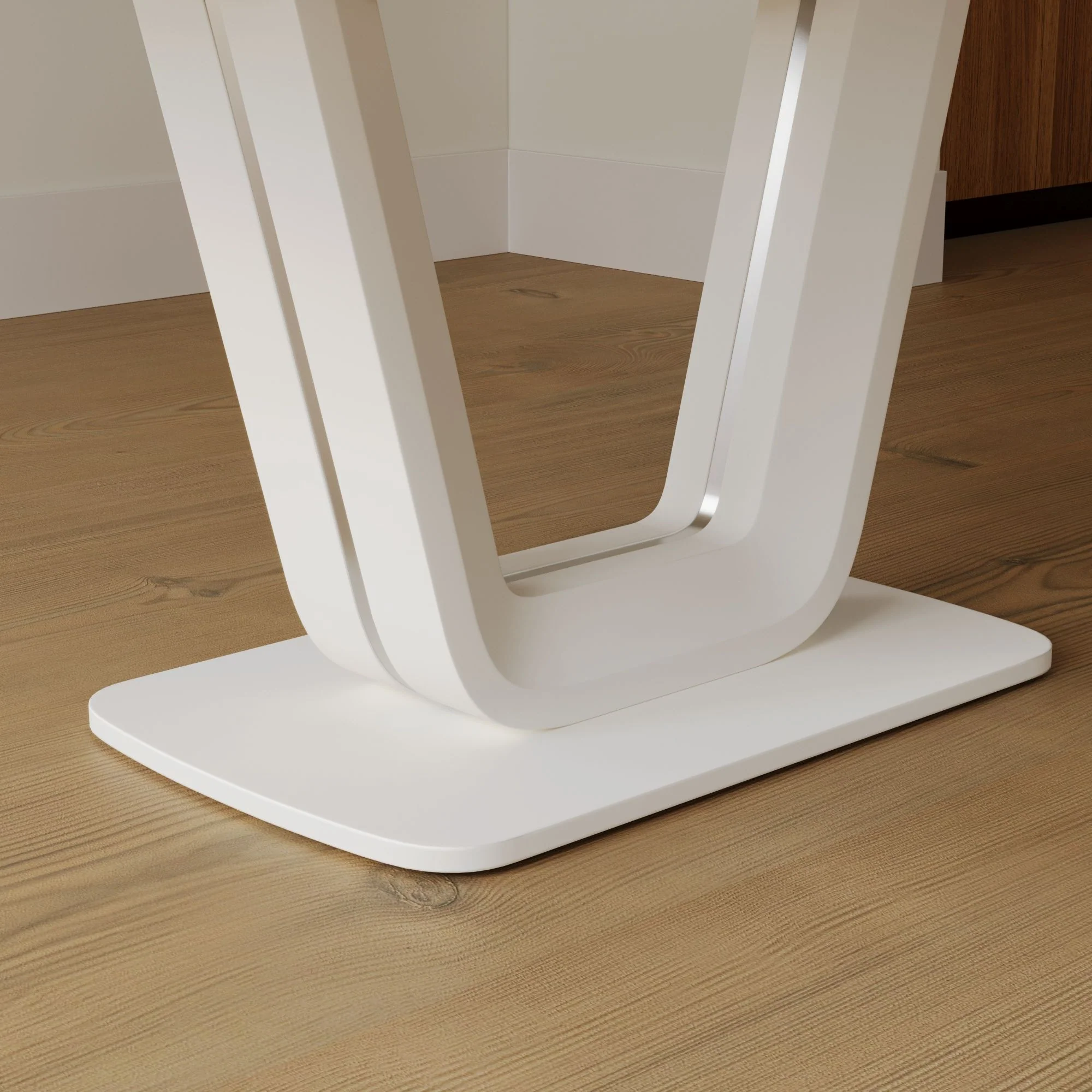 Modern Industrial Style Expandable Dining Table With U Shaped Legs - Antique Gray White - Image 5