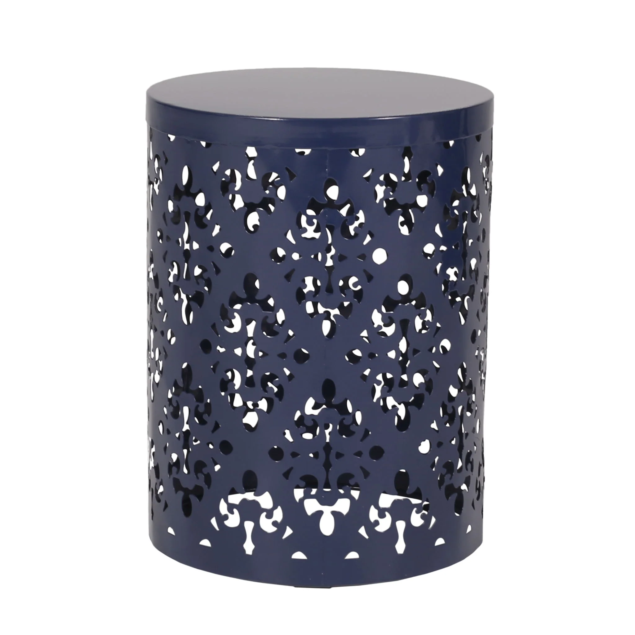 Modern Iron Cut Design End Table (Set of 2) - Navy Blue - Image 7