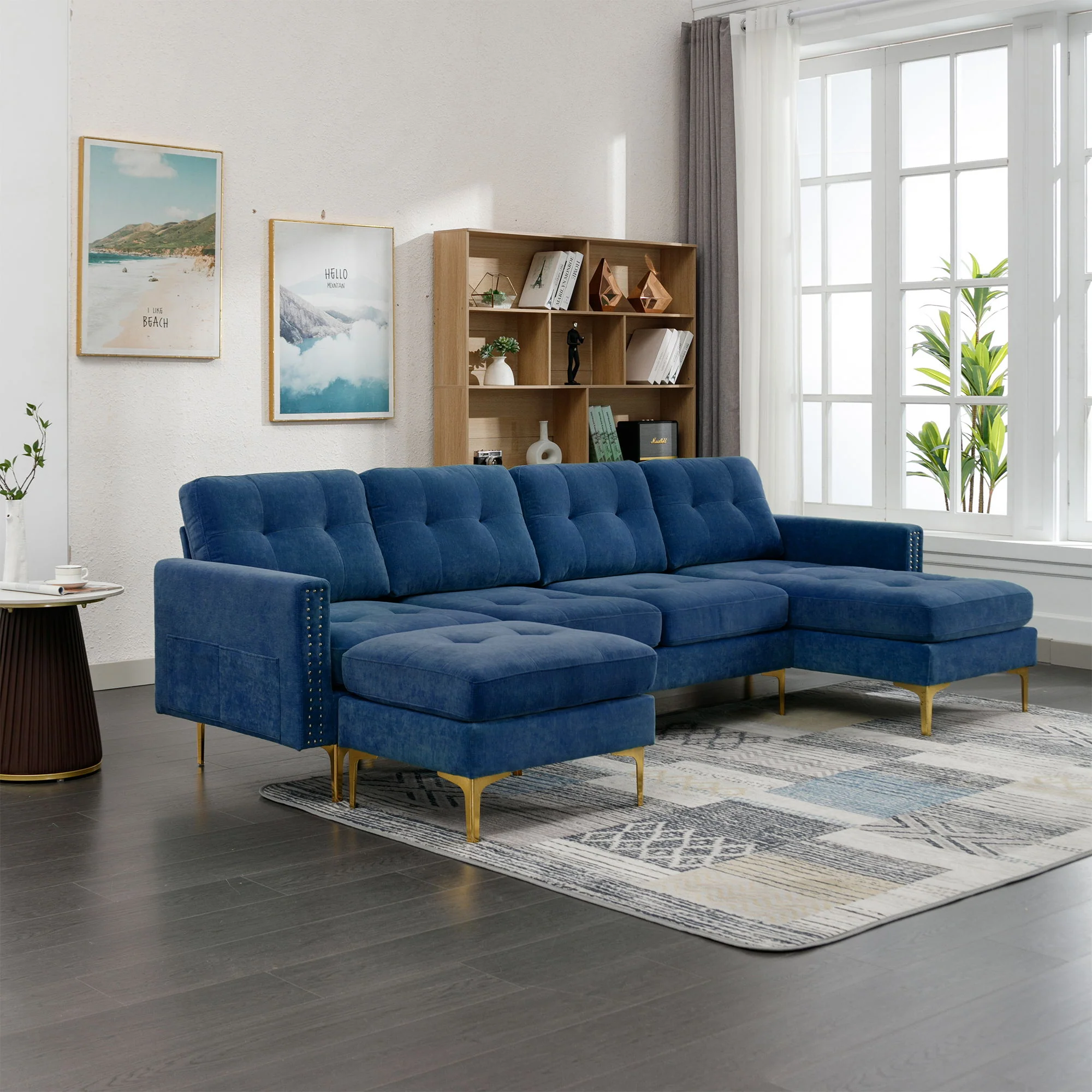 Modern L - Shape Convertible Sectional Sofa With Movable Ottoman - Image 21