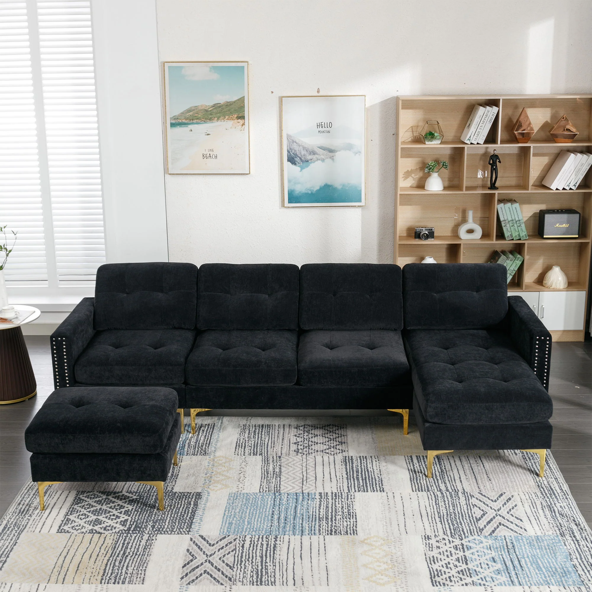 Modern L - Shape Convertible Sectional Sofa With Movable Ottoman - Image 24