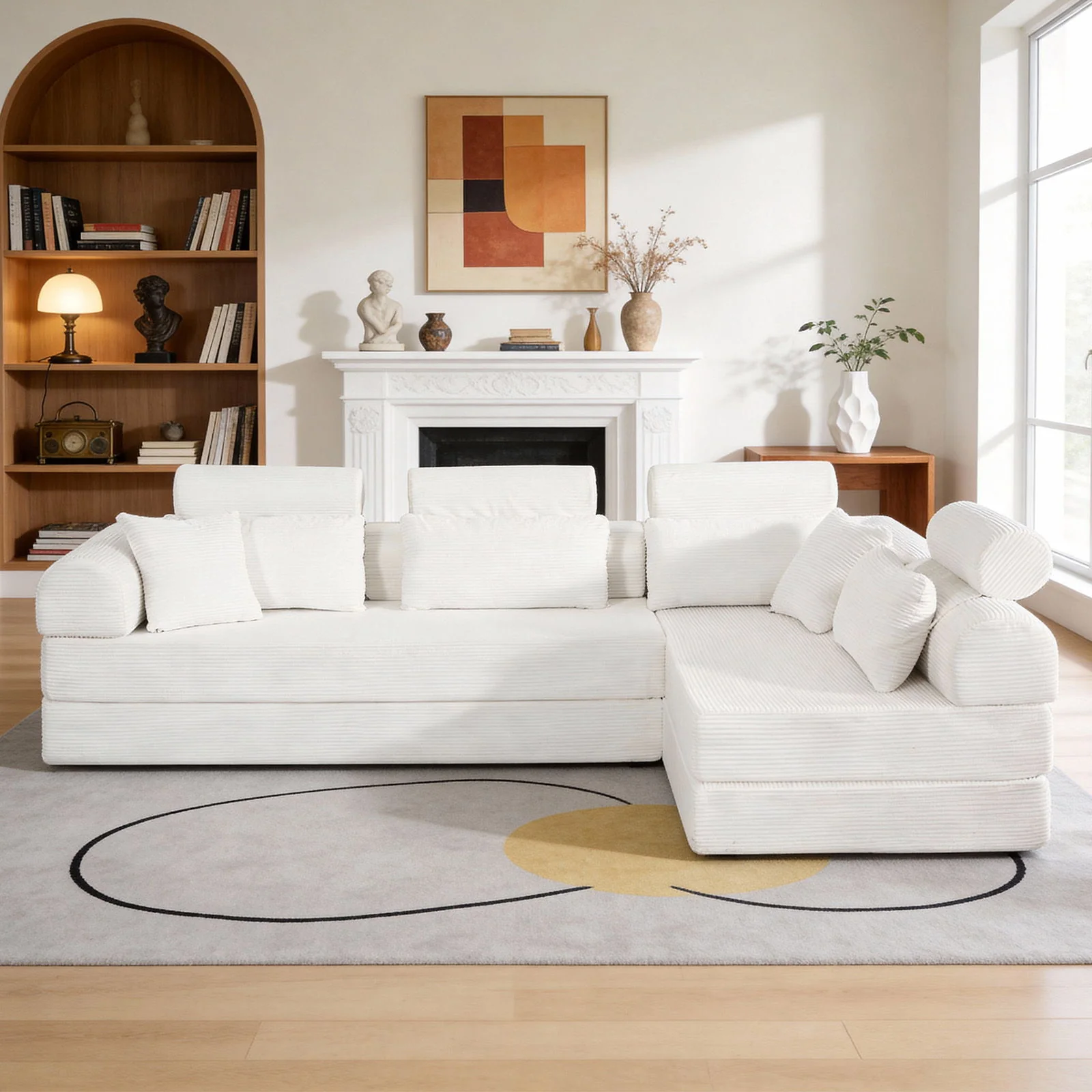 Modern L-Shape Modular Sectional Sofa, Compressed Design - Image 61