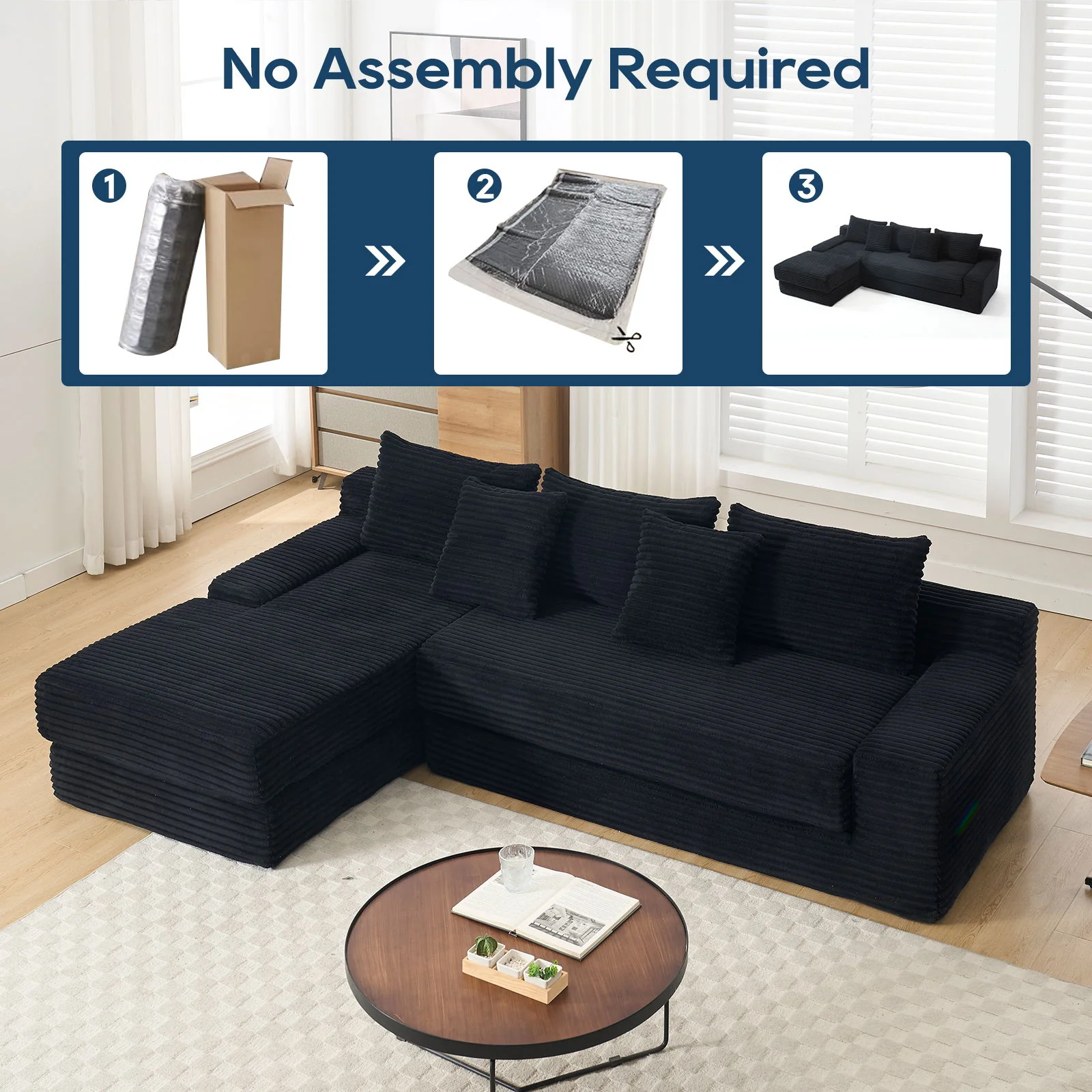 Modern L - Shaped Sectional Couch With Memory Foam - Image 15