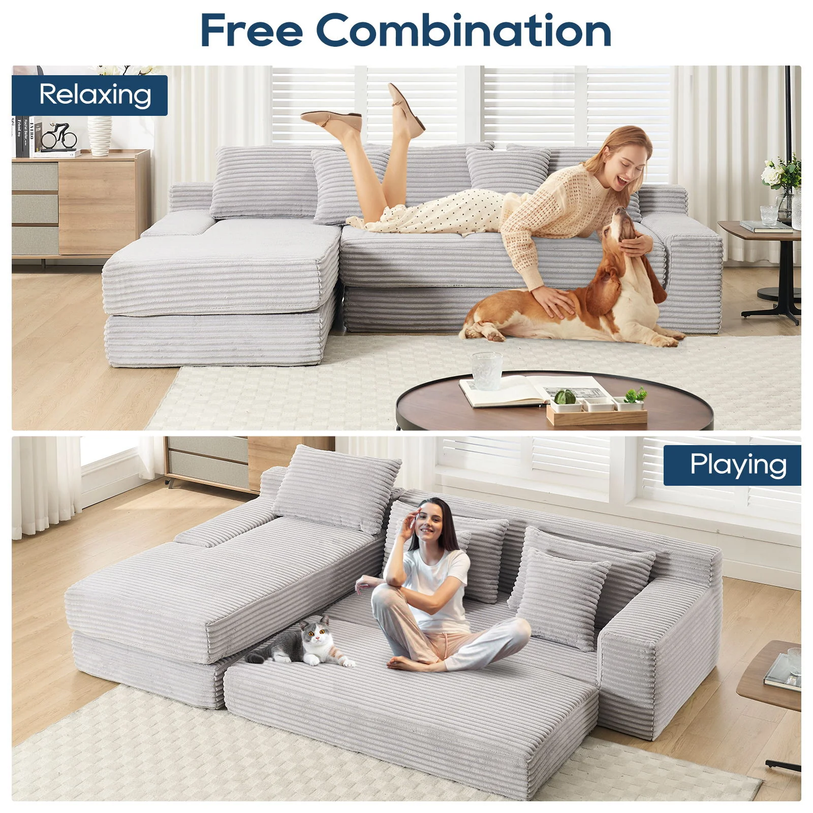 Modern L - Shaped Sectional Couch With Memory Foam - Image 17