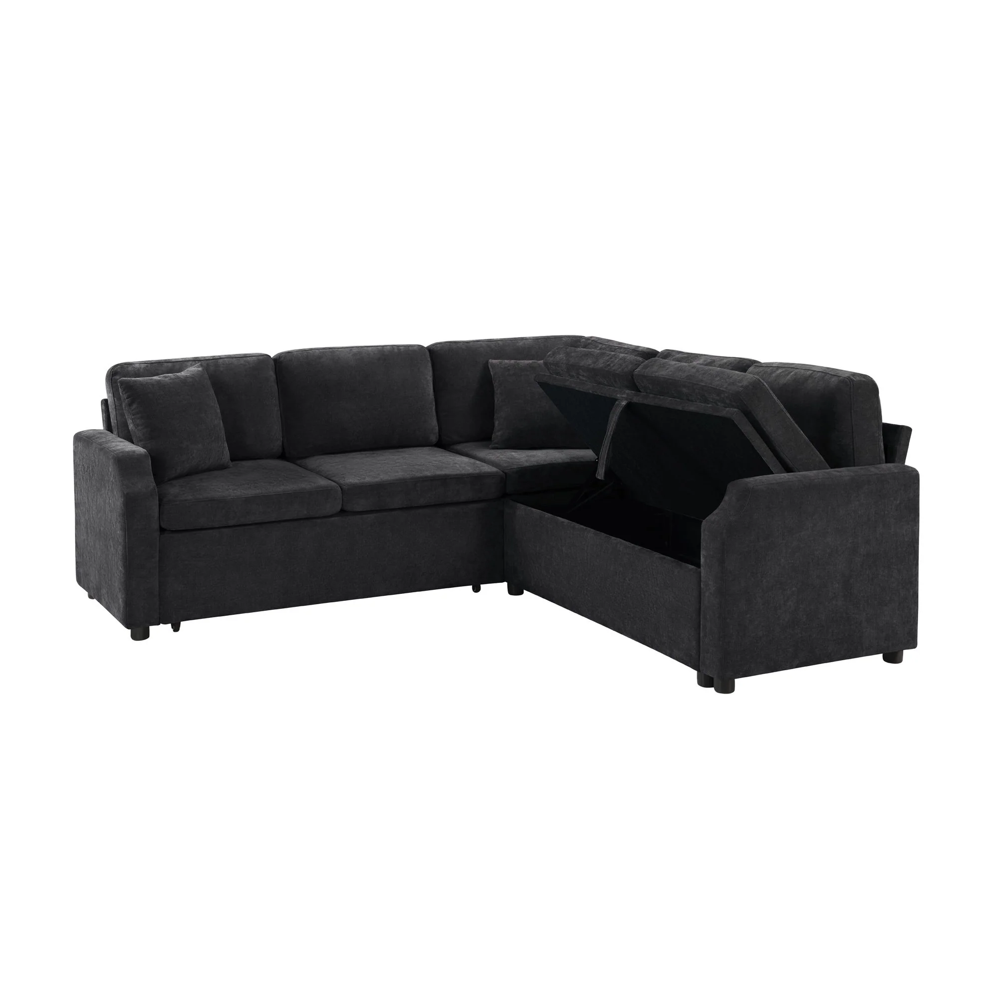 Modern L Shaped Sectional Sofa Bed With Hidden Storage Upholstery - Image 17