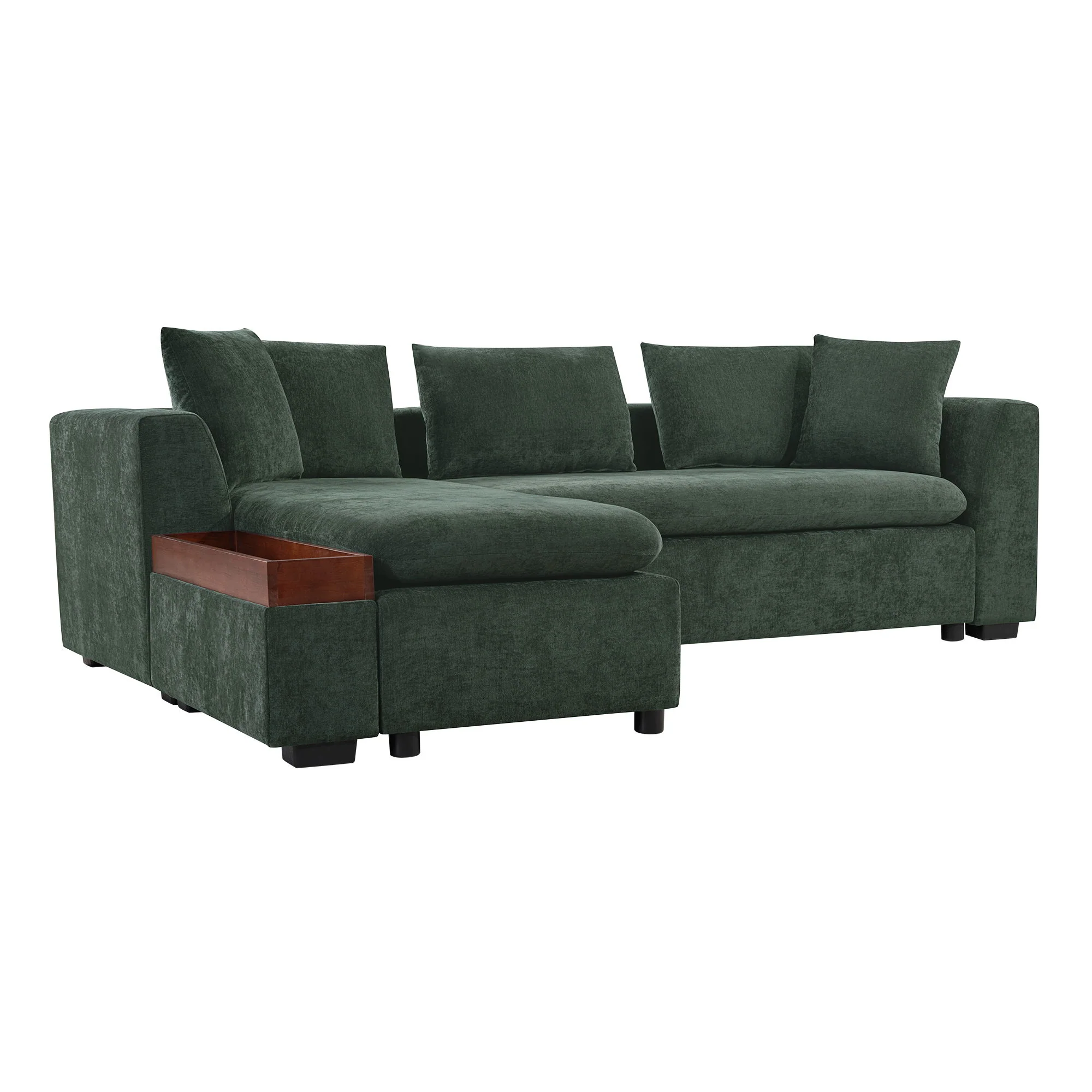 Modern L Shaped Sectional Sofa With Upholstery And Wooden Storage - Image 23