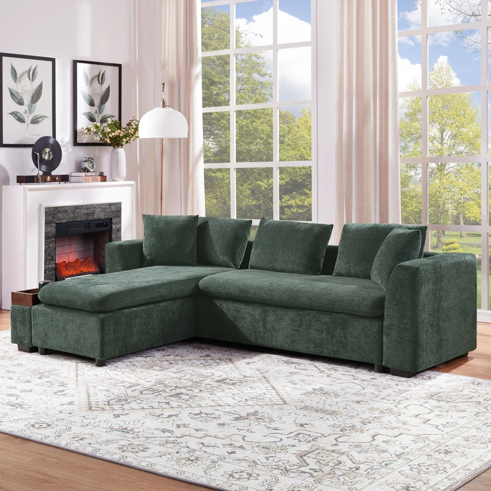 Modern L Shaped Sectional Sofa With Upholstery And Wooden Storage - Image 25