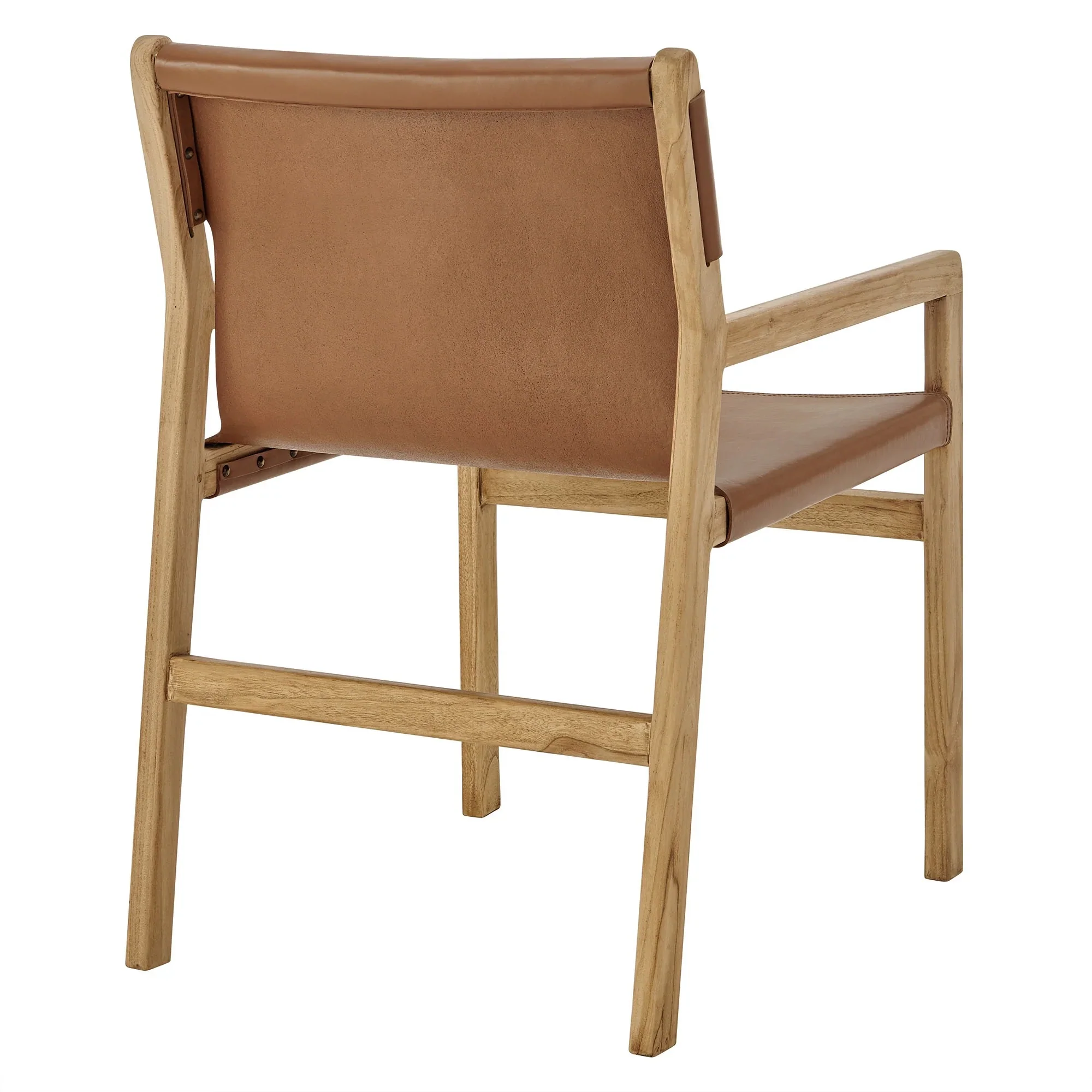 Modern Leather Dining Chair – Teak Wood Frame 33 Inch - Image 4