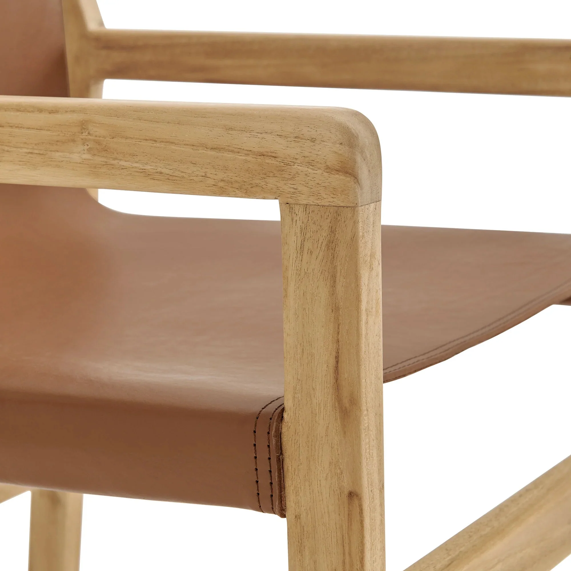 Modern Leather Dining Chair – Teak Wood Frame 33 Inch - Image 5