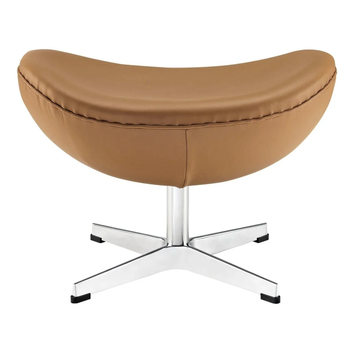 Modern Leather Ottoman with Aluminum Base – Sculptural 22 Inch - Image 11