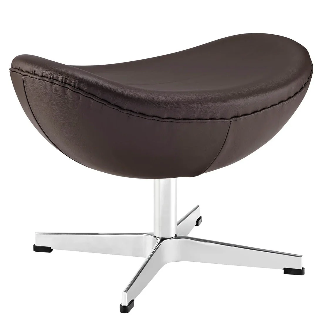 Modern Leather Ottoman with Aluminum Base – Sculptural 22 Inch - Image 5